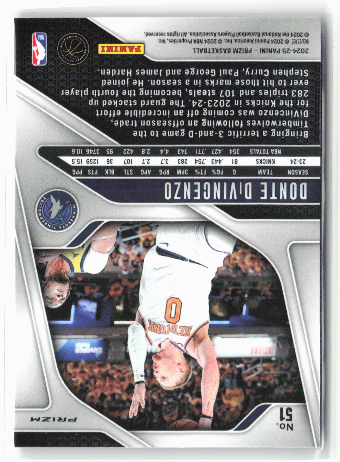 2024-25 Panini Prizm #51 Donte DiVincenzo Prizms Pink Ice