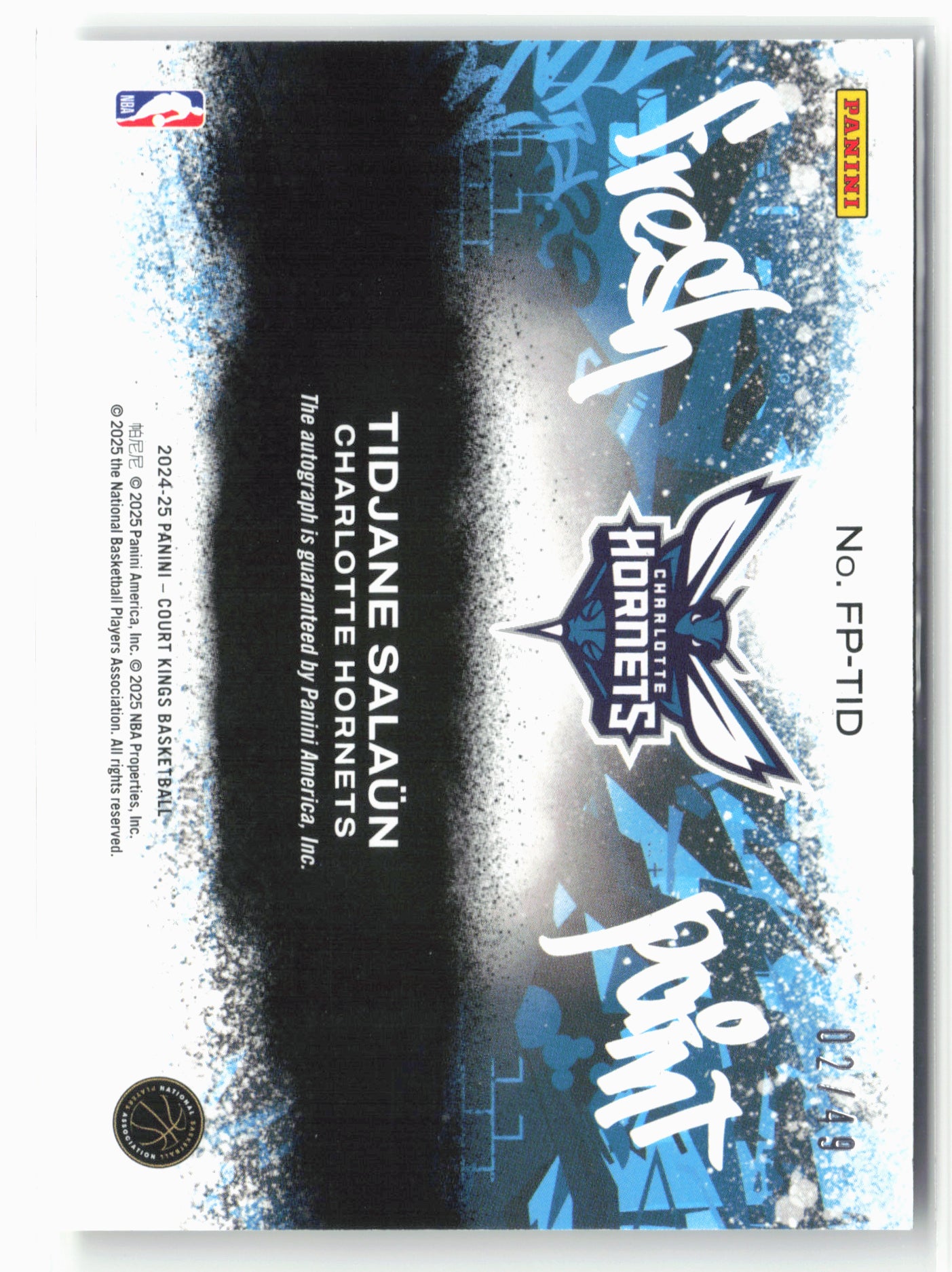 2024-25 Panini Court Kings #FP-TID Tidjane Salaun Fresh Paint Violet #/49