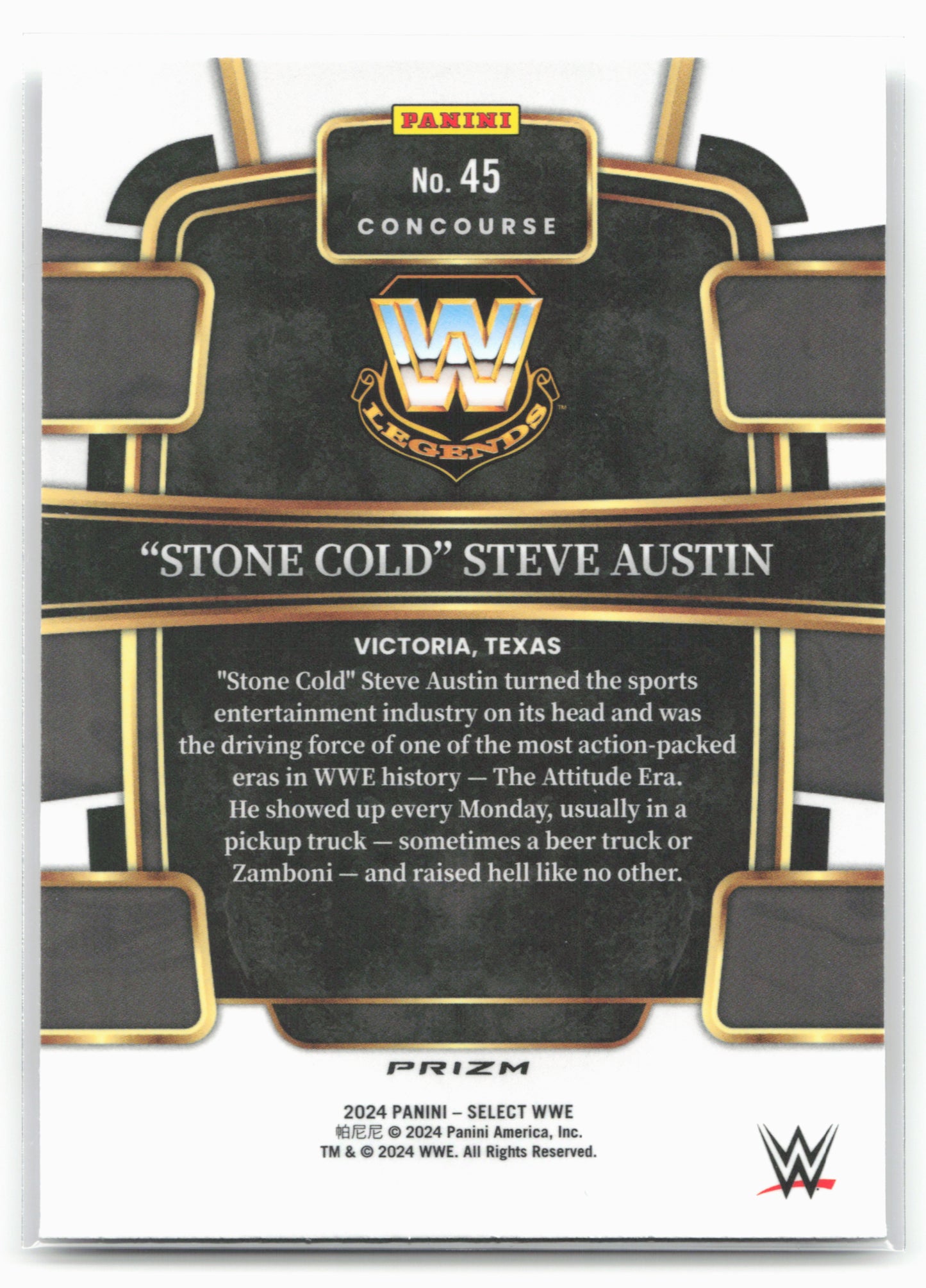2024 Panini Select WWE #45 "Stone Cold" Steve Austin Silver Prizms 16312