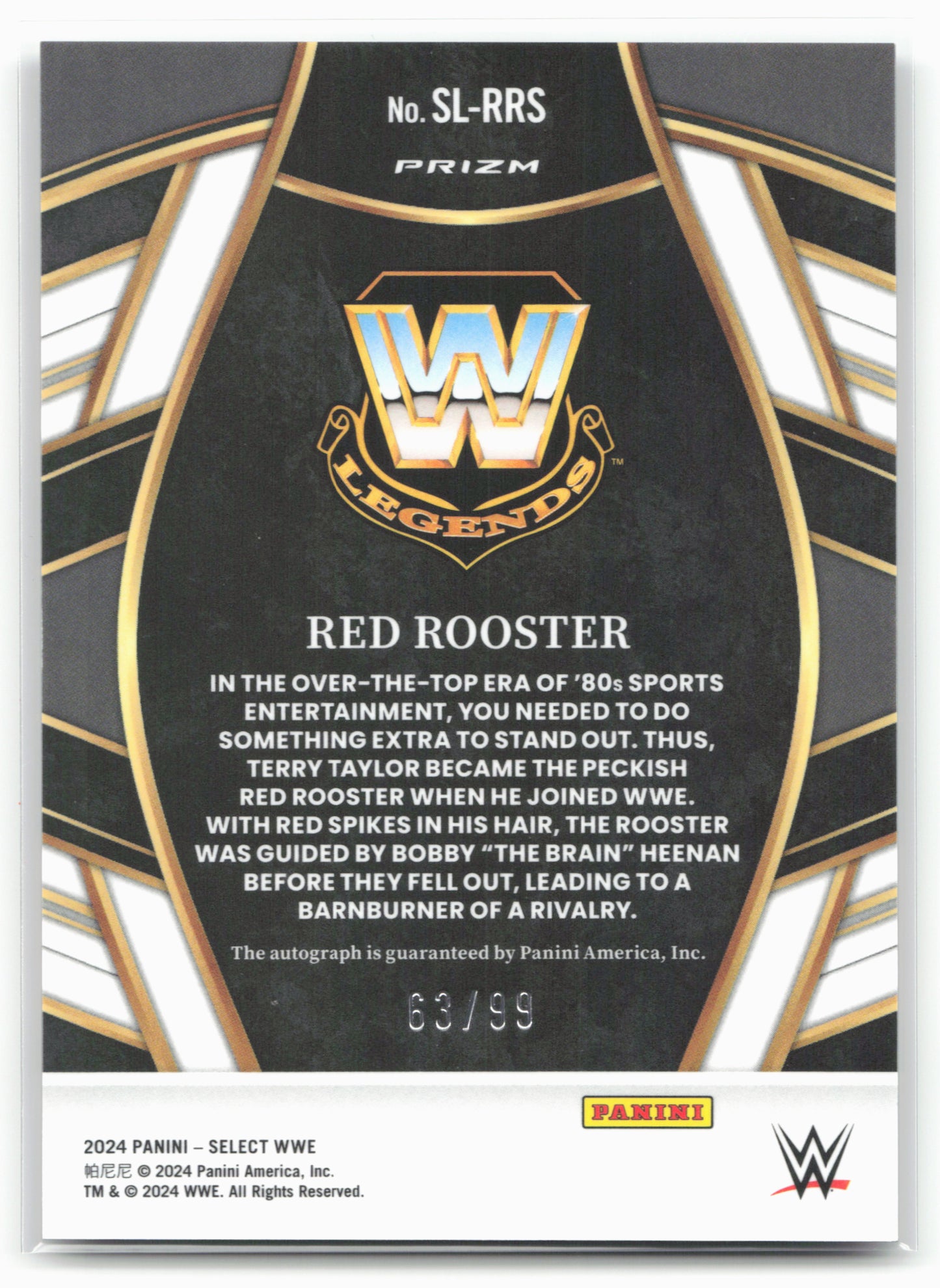 2024 Panini Select WWE #SL-RRS Red Rooster Signature Selections Red Prizms