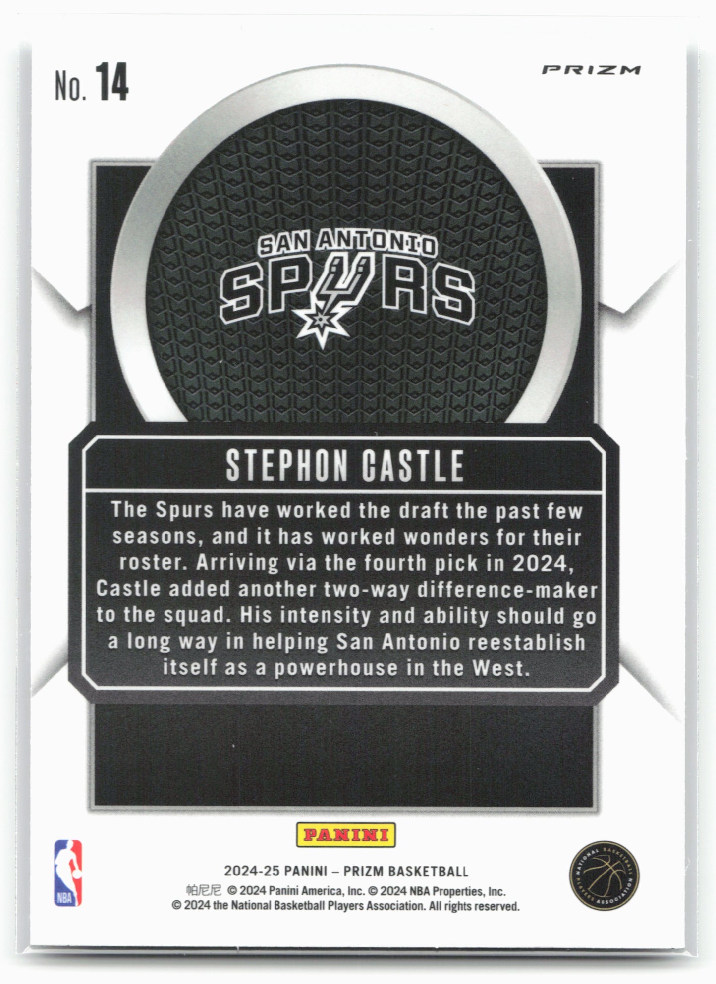 2024-25 Panini Prizm #14 Stephon Castle Talismen Prizms Silver