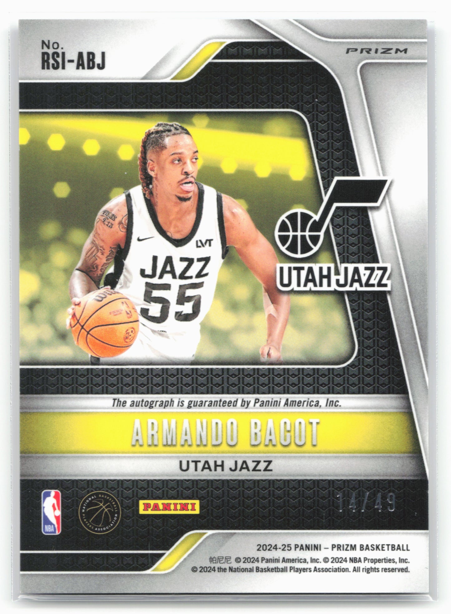 2024-25 Panini Prizm #RSI-ABJ Armando Bacot Rookie Signatures Choice Blue #/49