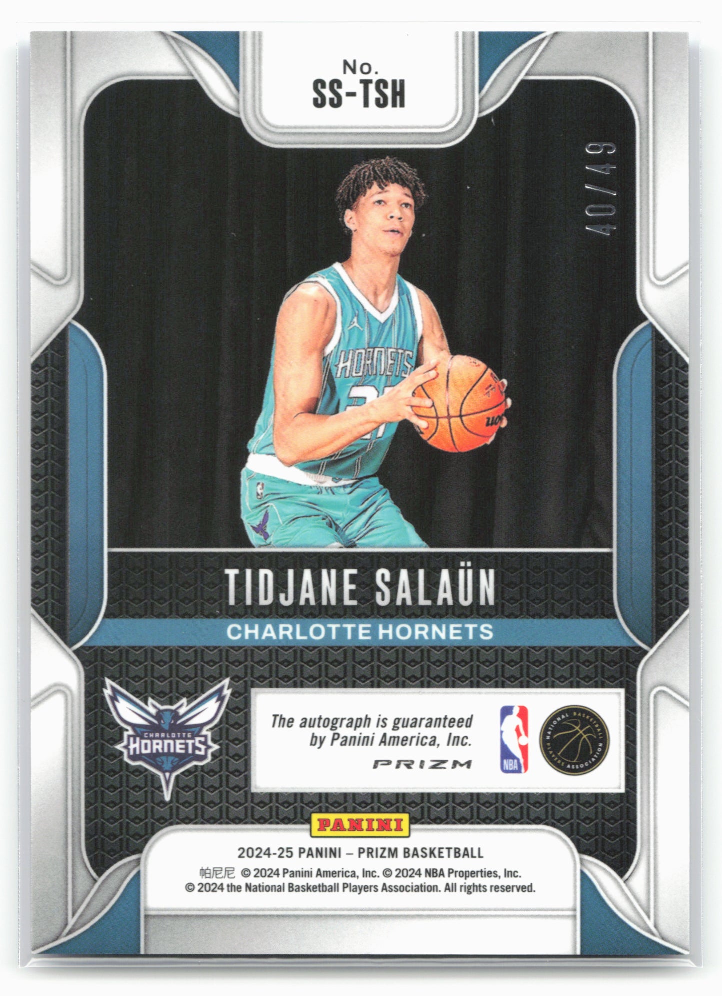 2024-25 Panini Prizm #SS-TSH Tidjane Salaun Signatures Prizms Choice Blue #/49