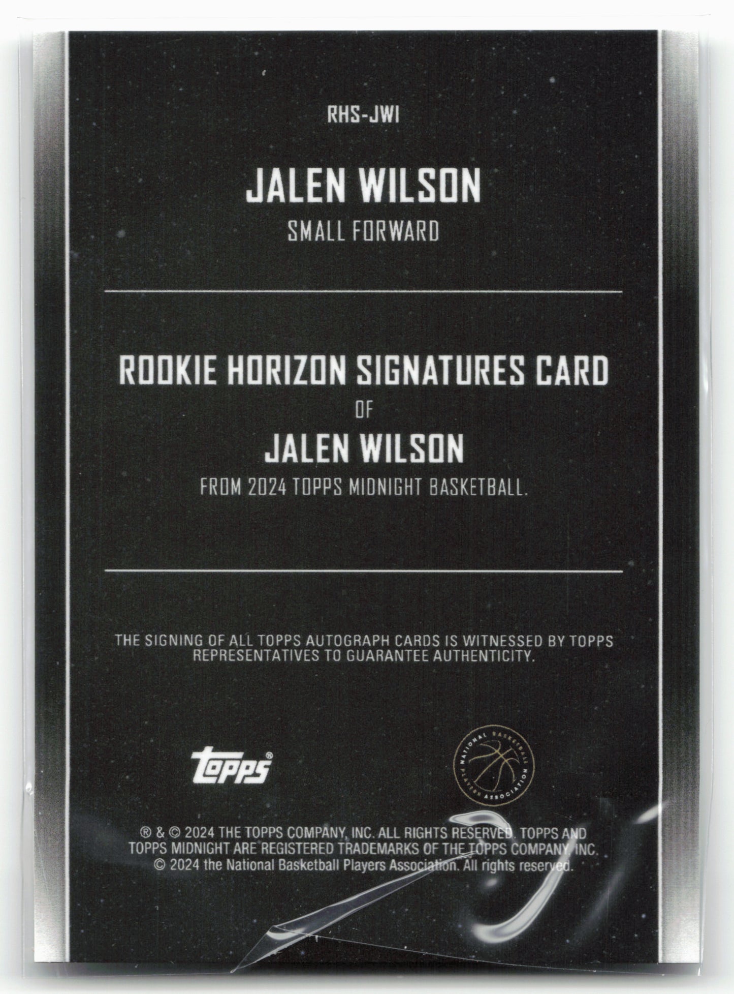 2023-24 Topps Midnight #RHS-JWI Jalen Wilson RHS Twilight #/199