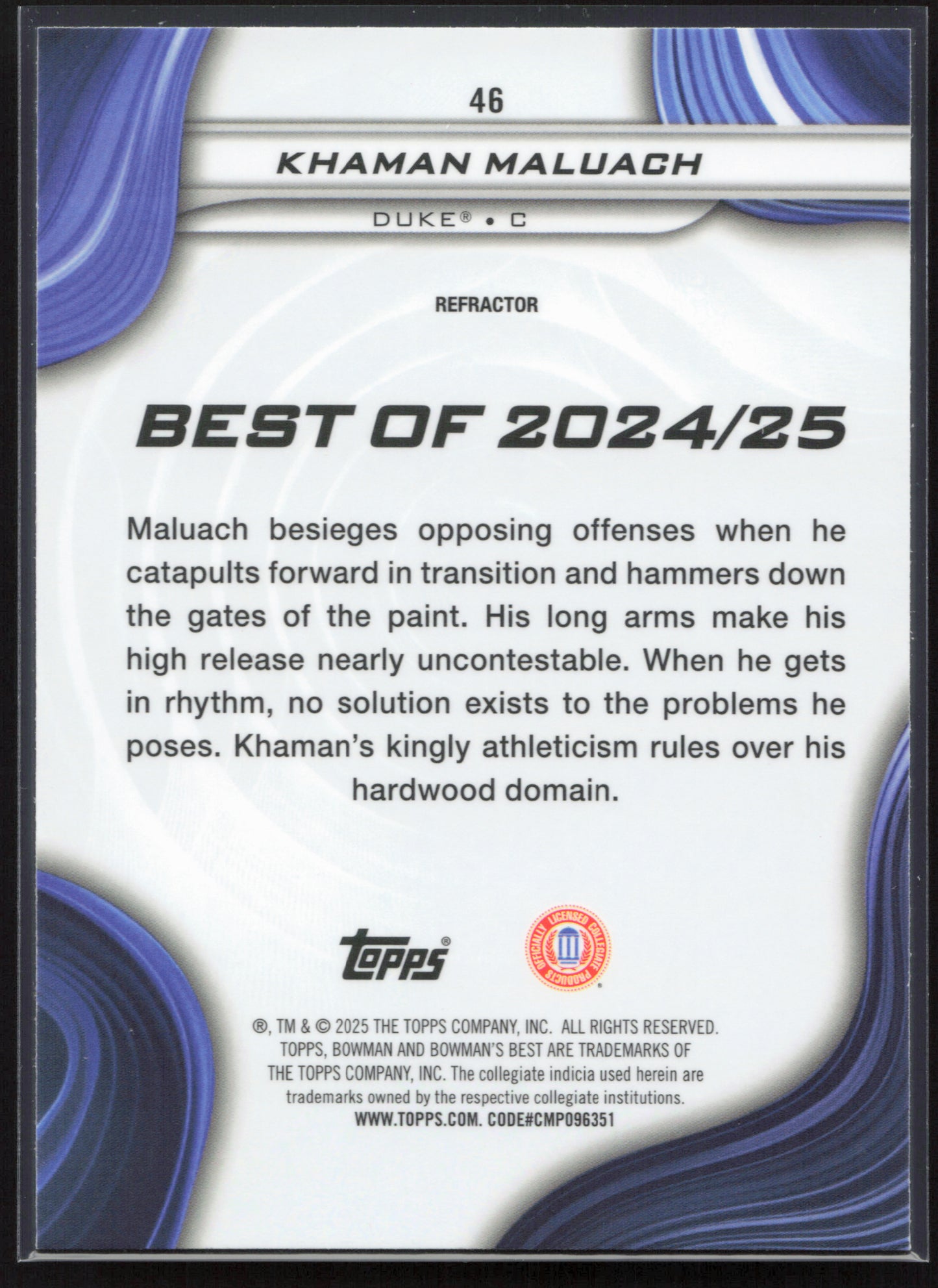 2024-25 Bowman's Best University #46 Khaman Maluach Refractors