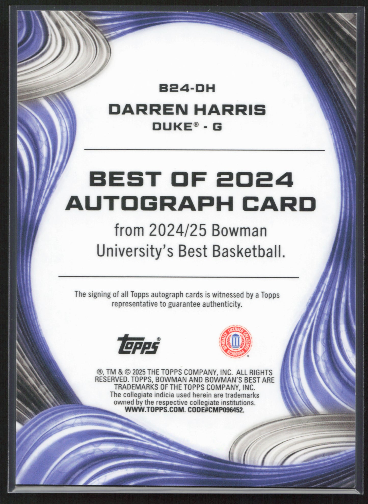 2024-25 Bowman's Best #B24-DH Darren Harris Best of 2024 Autographs Yellow Lazer
