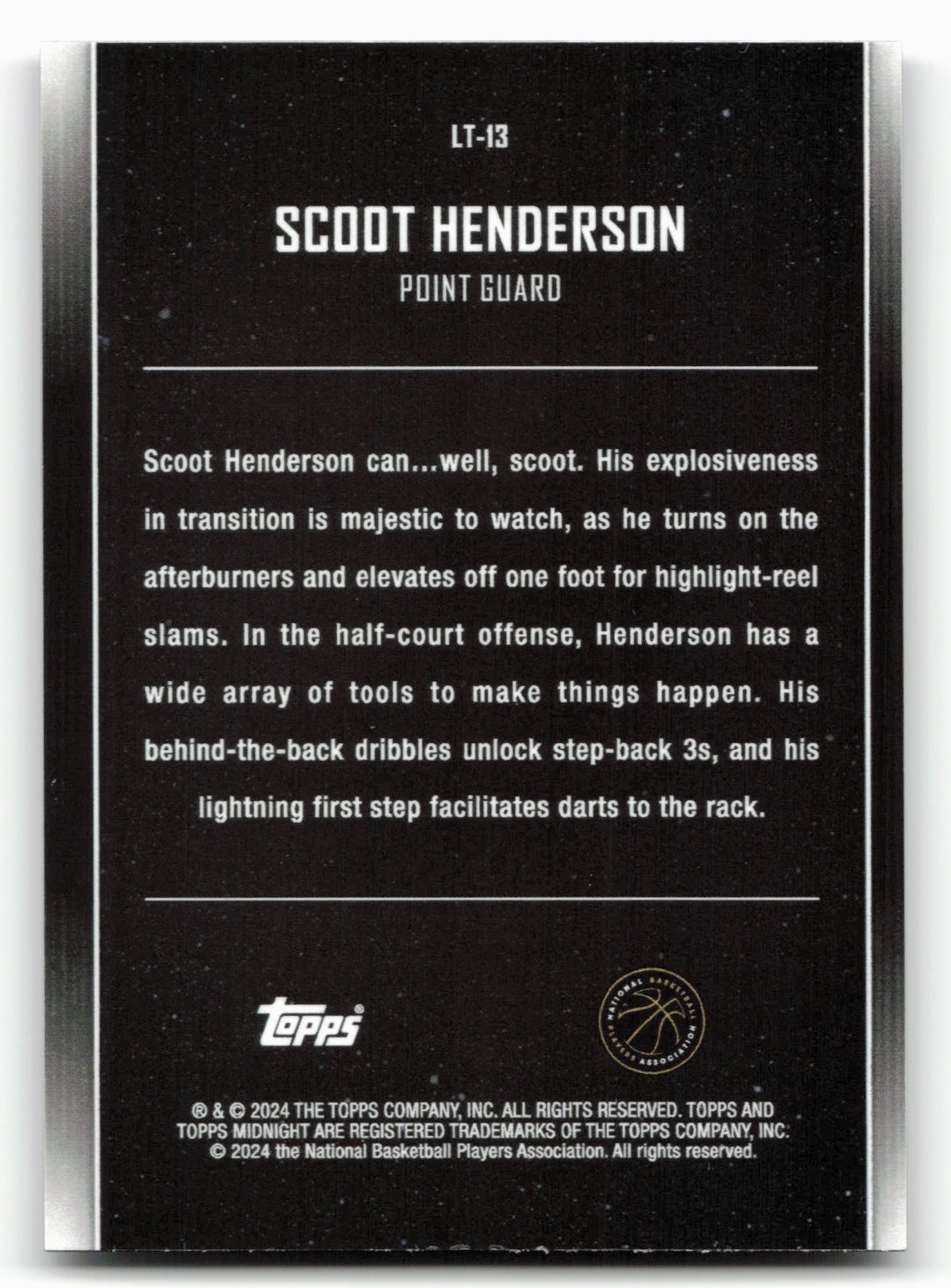 2023-24 Topps Midnight #LT-13 Scoot Henderson Lunar Tide Twilight #/99