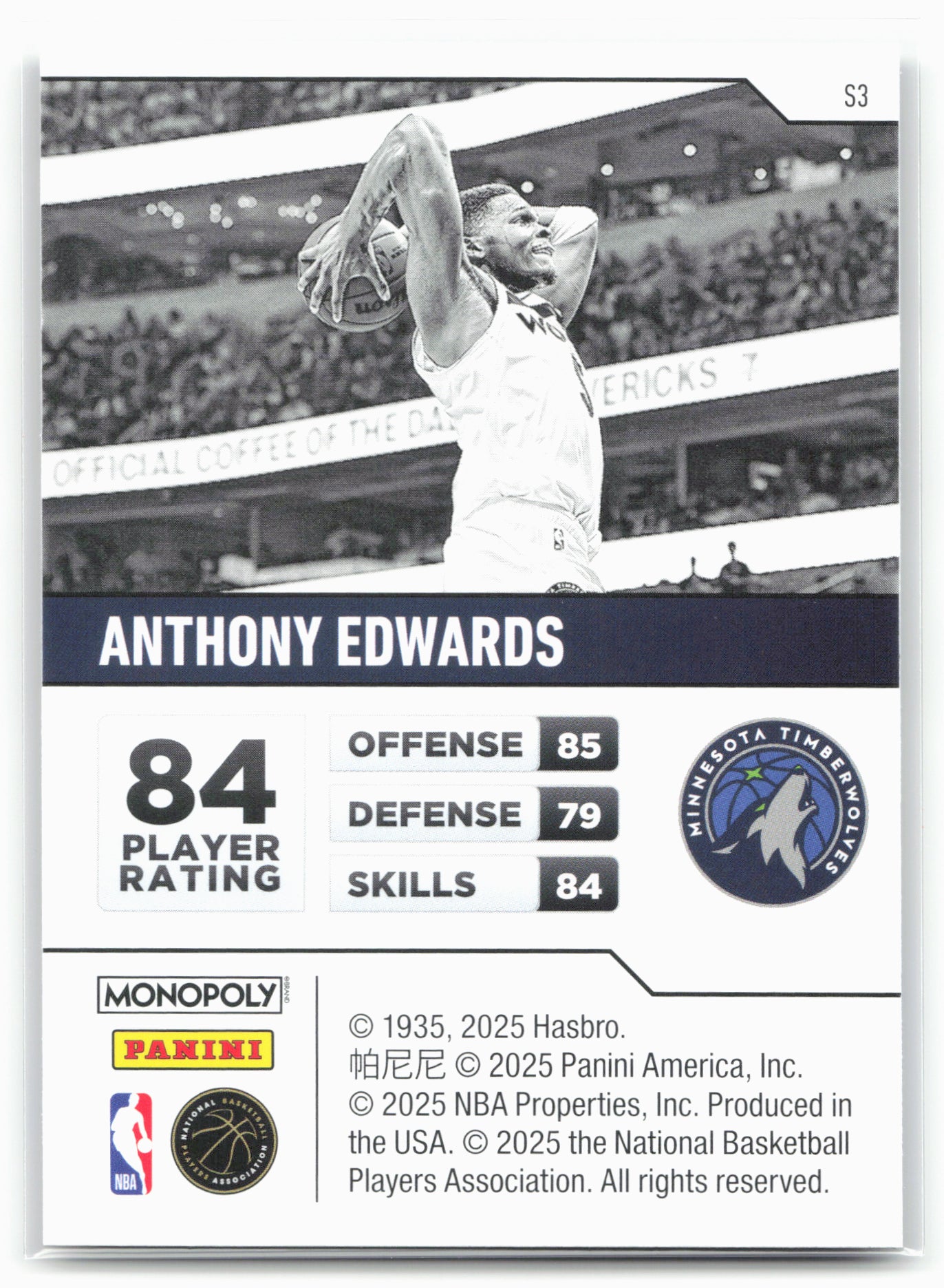 2024-25 Panini Prizm Monopoly #S3 Anthony Edwards Starter Deck