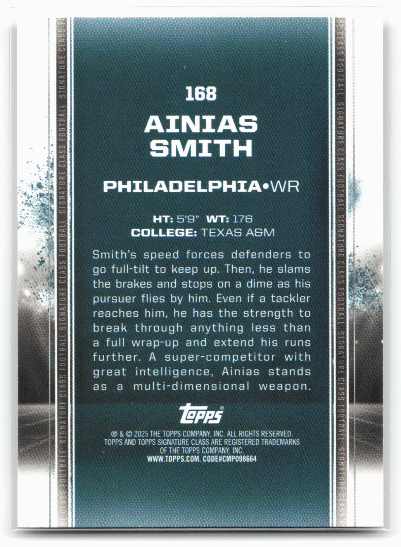 2024 Topps Signature Class #168 Ainias Smith Blue & Orange