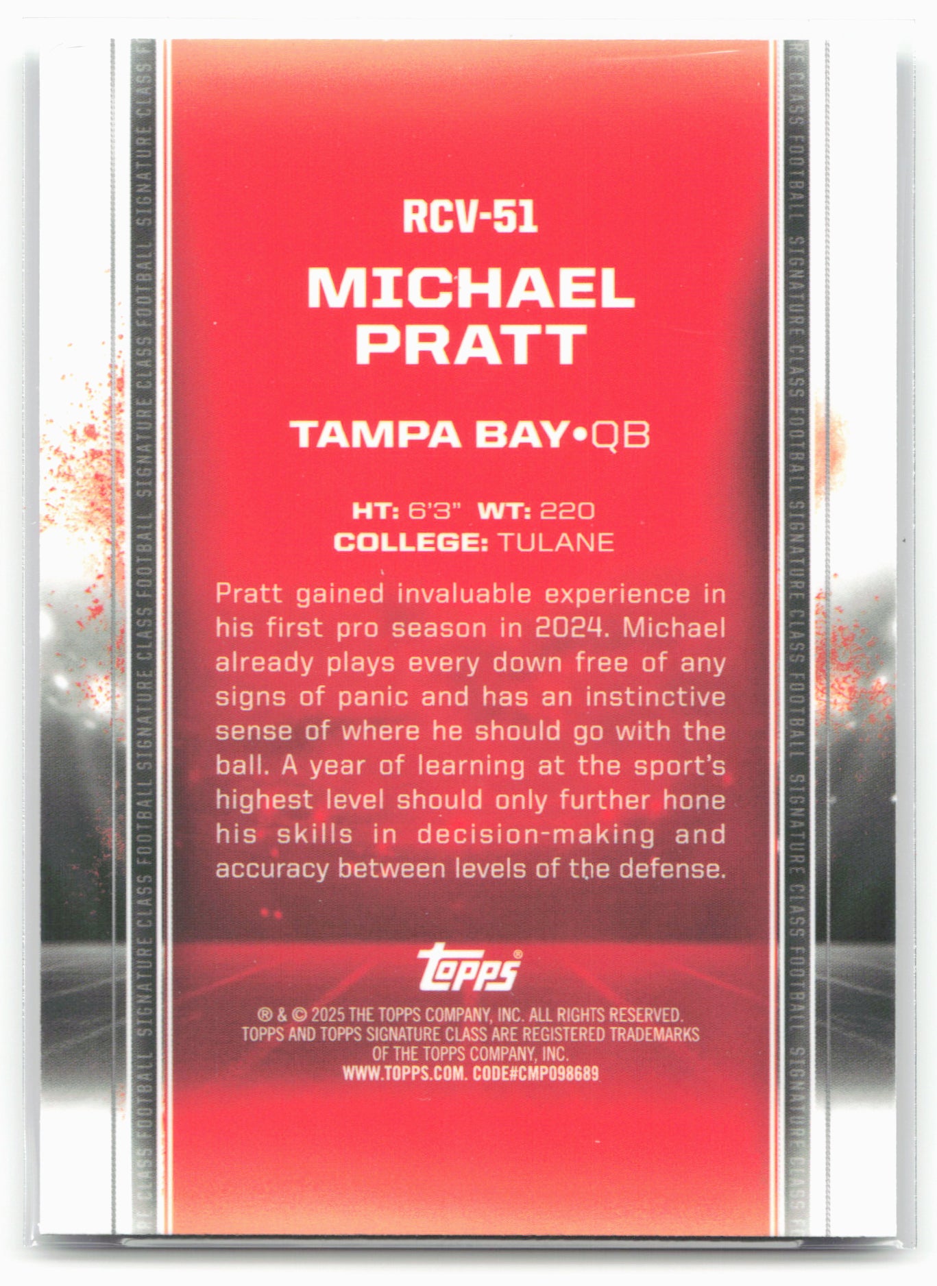 2024 Topps Signature Class #RCV-51 Michael Pratt Variation Green Refractor #/150