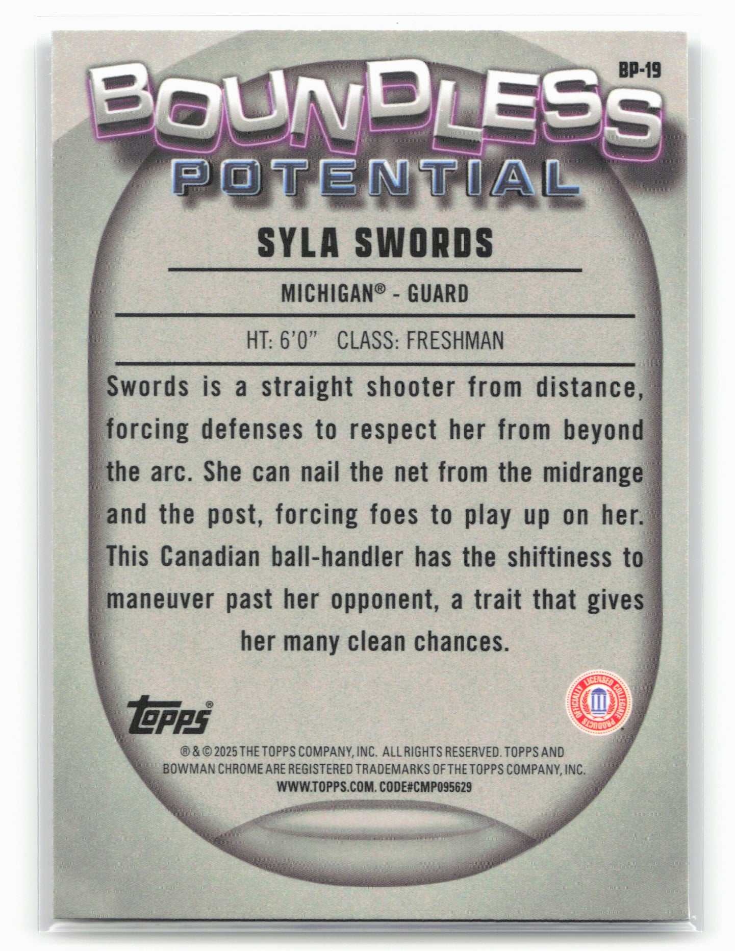 2024-25 Bowman University Chrome #BP-19 Syla Swords Boundless Potential 17838