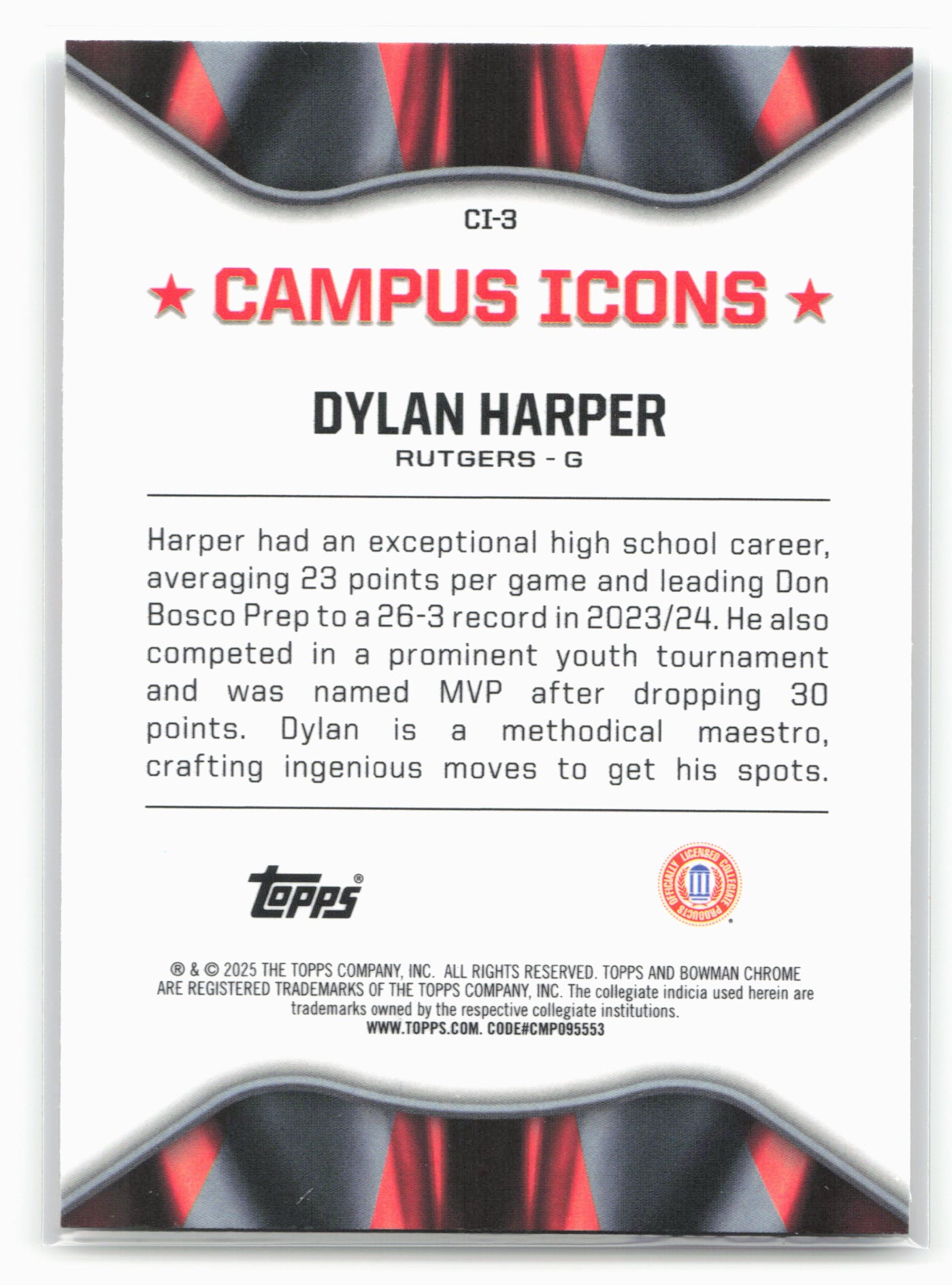2024-25 Bowman University Chrome #CI-3 Dylan Harper Campus Icons X-Fractor
