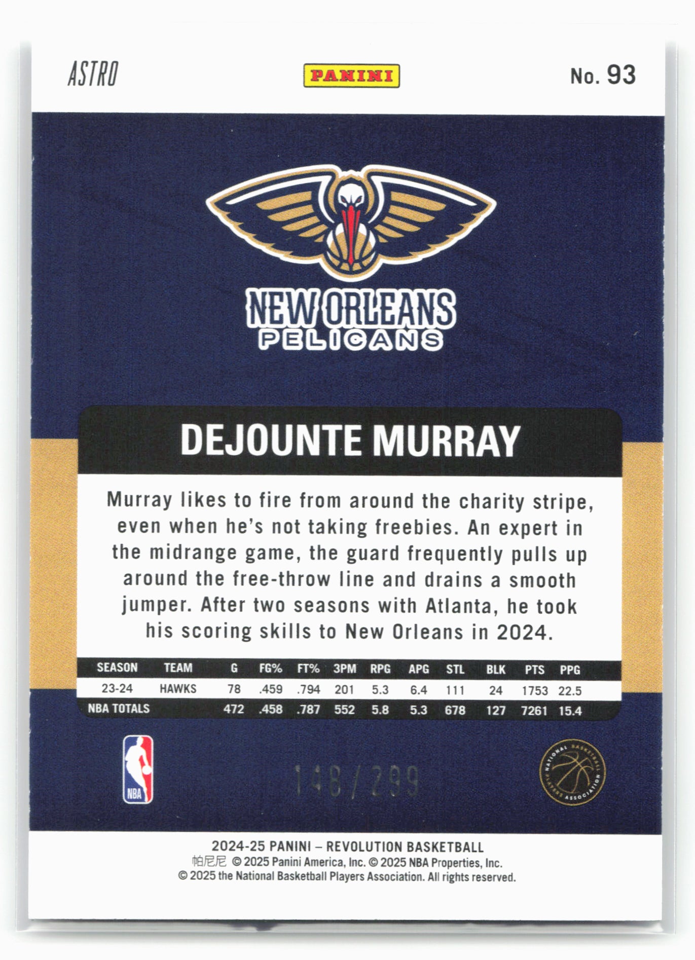 2024-25 Panini Revolution #93 Dejounte Murray Red Astro 18007