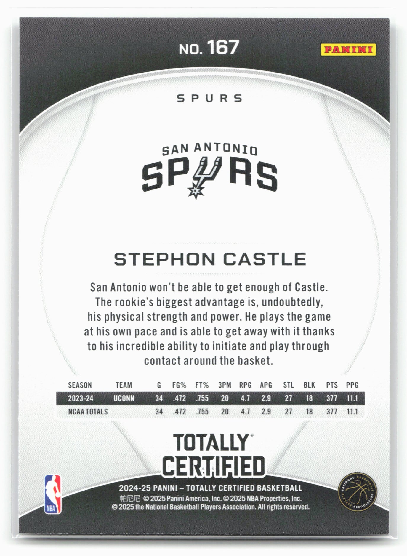 2024-25 Panini Totally Certified #167 Stephon Castle Mirror Maroon 18419