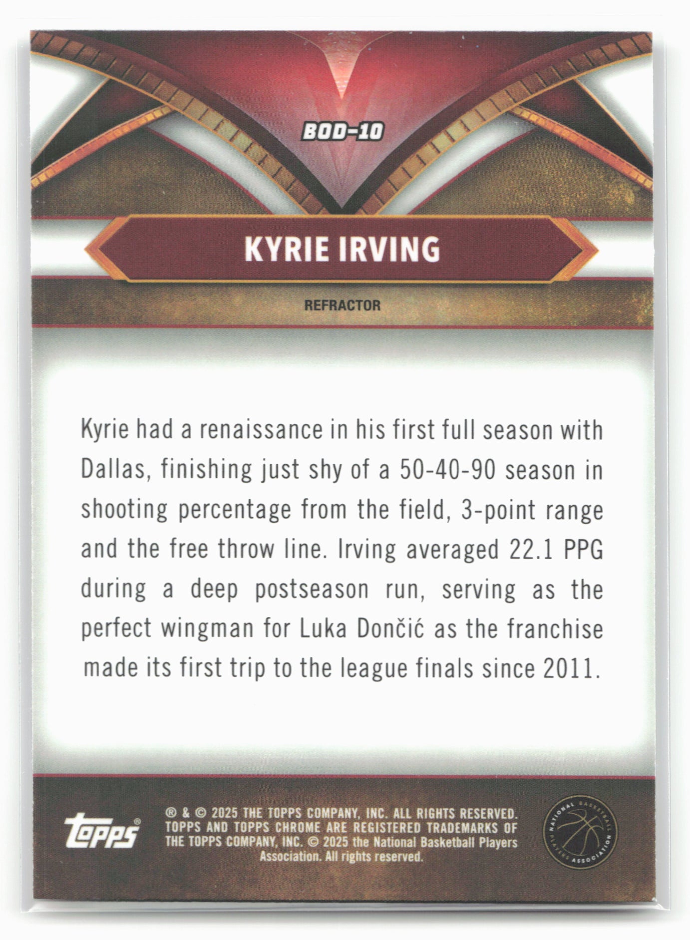 2024-25 Topps Chrome #BOD-10 Kyrie Irving Ball of Duty Refractor