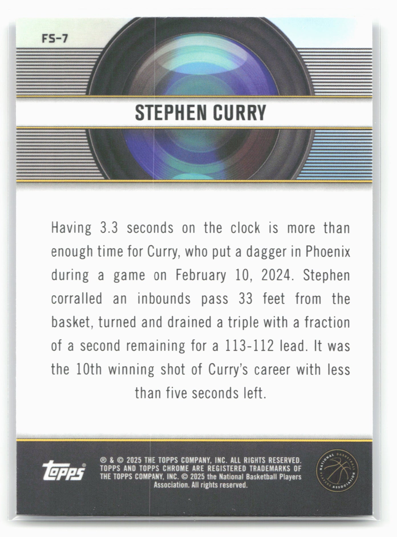 2024-25 Topps Chrome #FS-7 Stephen Curry Film Study Blue Basketball Refractor