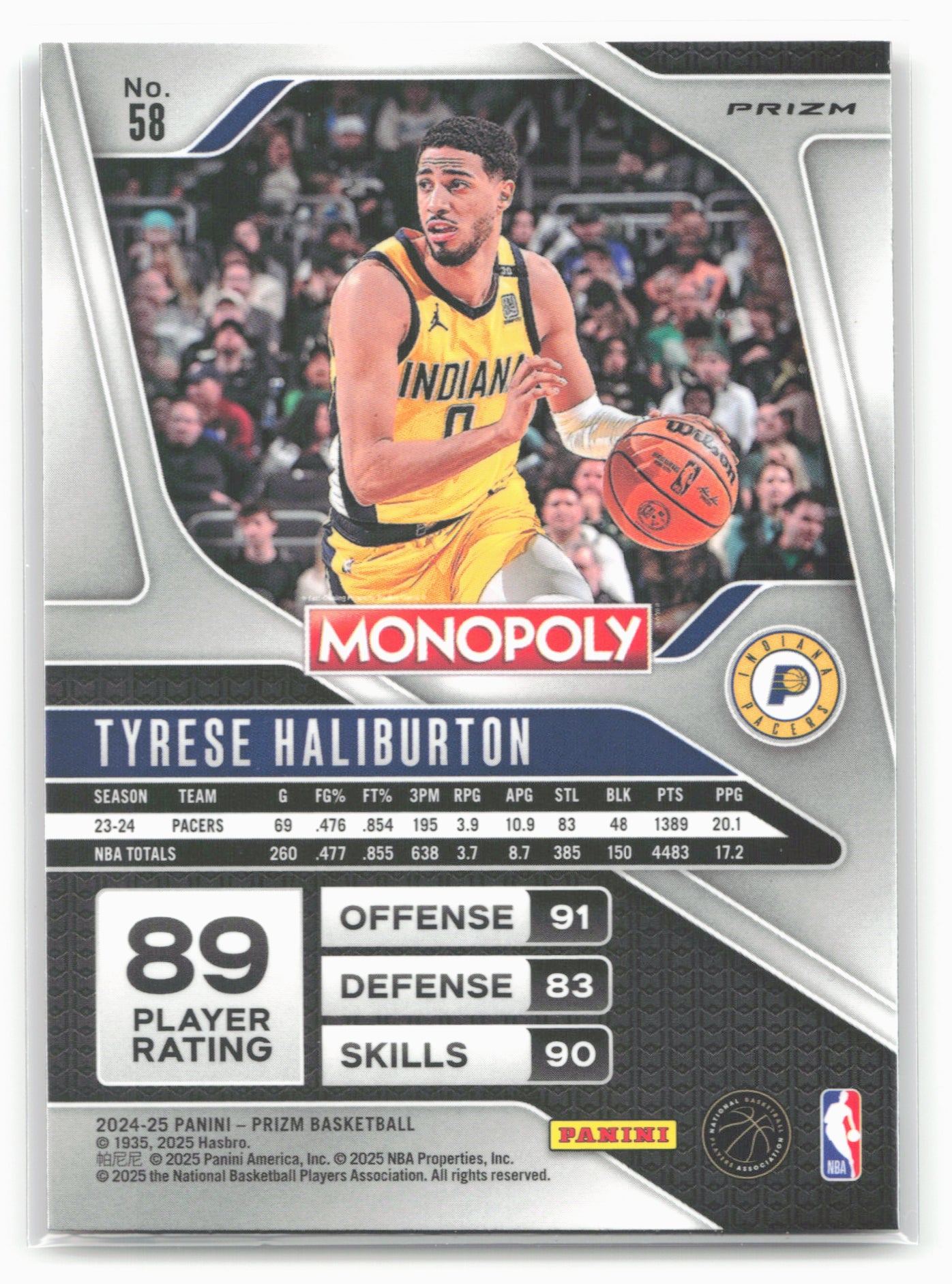 2024-25 Panini Prizm Monopoly #58 Tyrese Haliburton Red Prizms