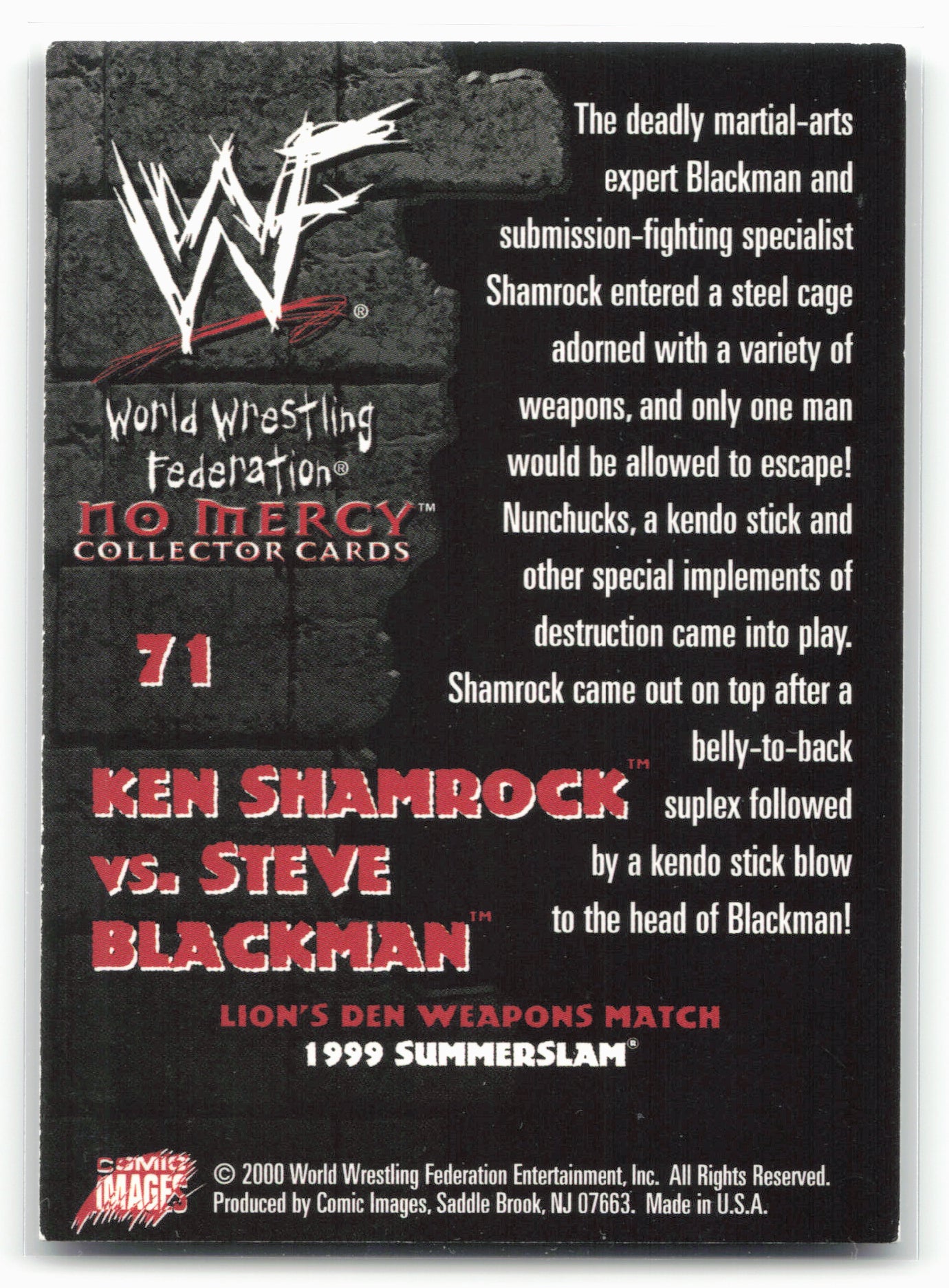 2000 Comic Images WWF No Mercy #71 Ken Shamrock/Steve Blackman