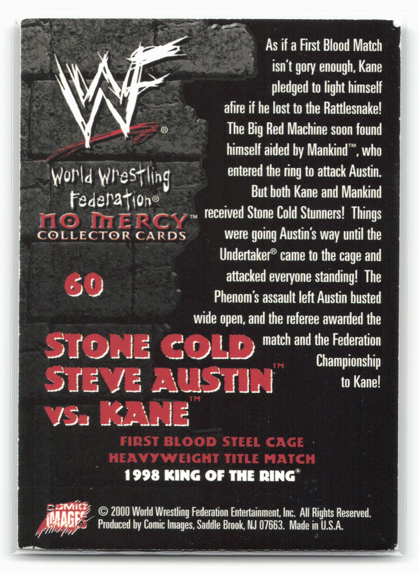 2000 Comic Images WWF No Mercy #60 Stone Cold Steve Austin/Kane