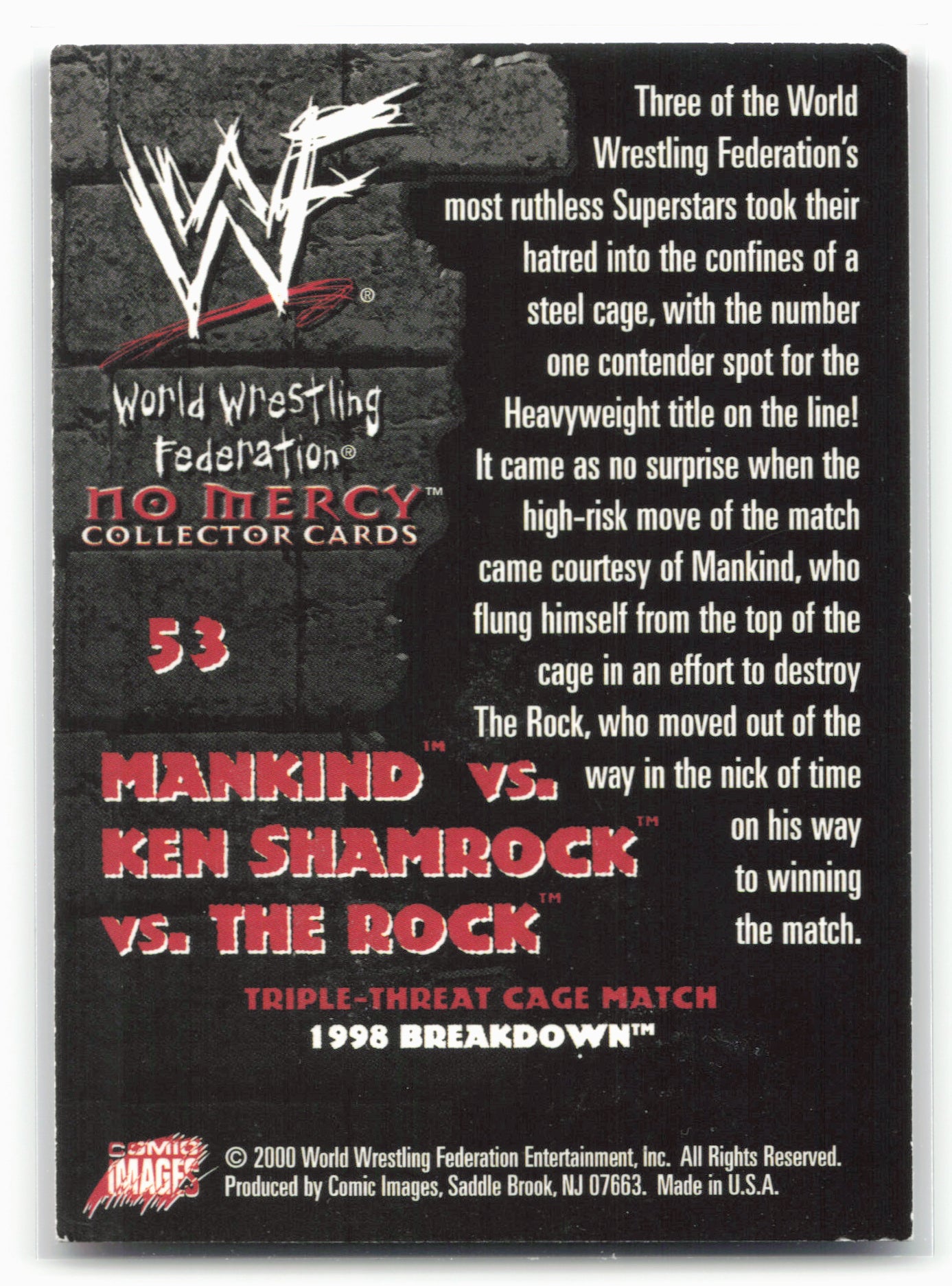 2000 Comic Images WWF No Mercy #53 Mankind/Ken Shamrock/The Rock