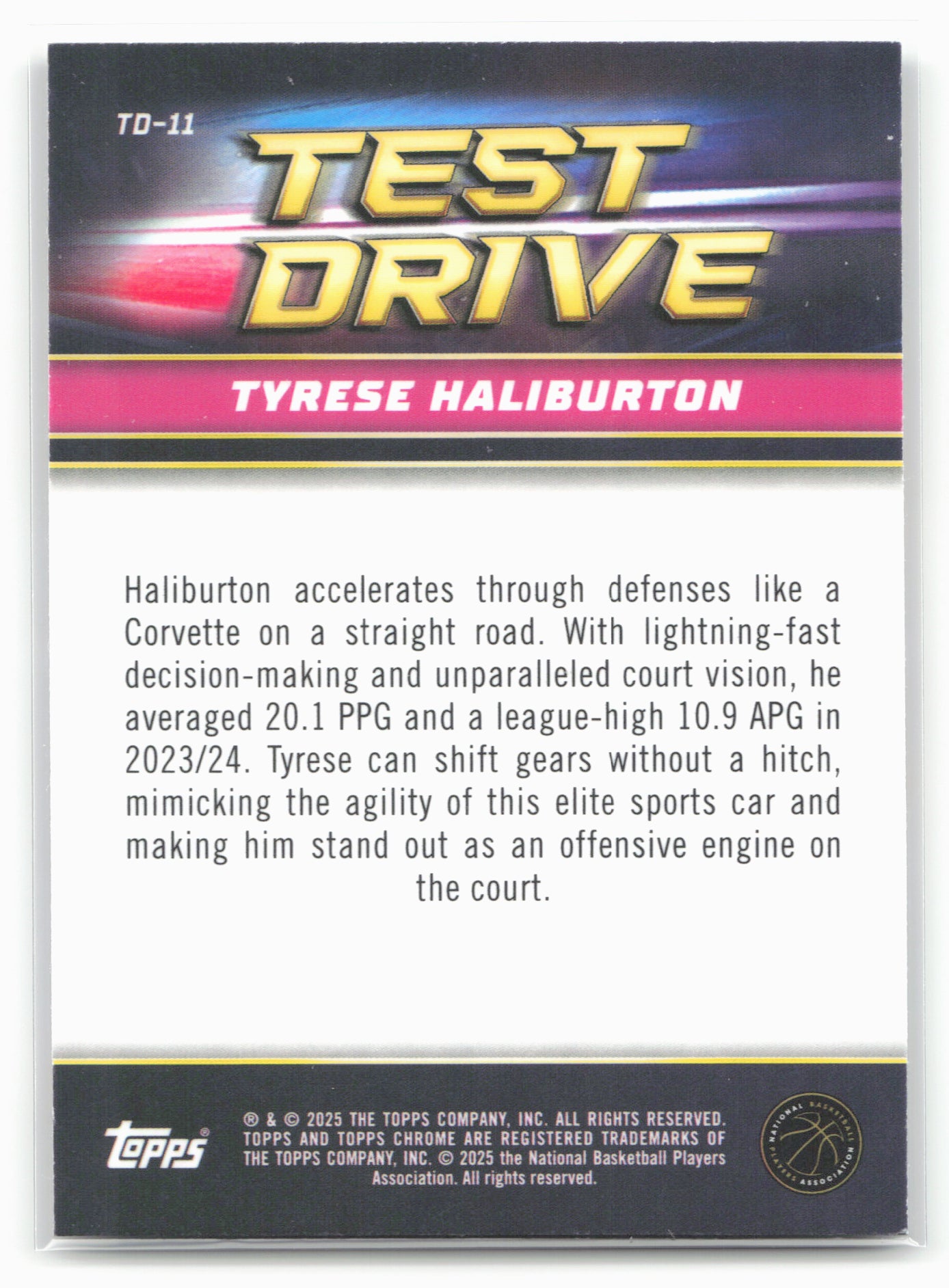 2024-25 Topps Chrome #TD-11 Tyrese Haliburton Test Drive 19266