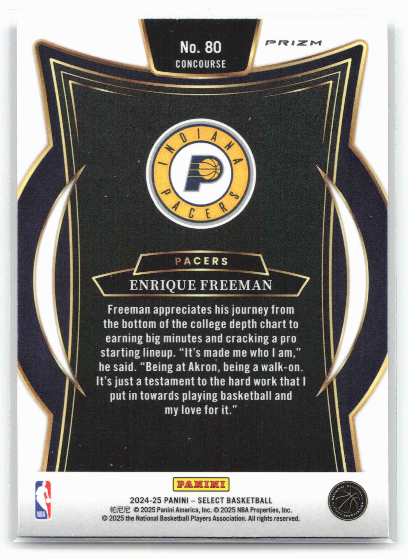 2024-25 Panini Select #80 Enrique Freeman Blue Cracked Ice Prizm