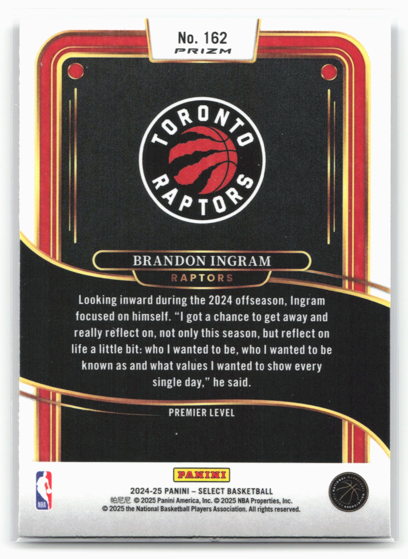 2024-25 Panini Select #162 Brandon Ingram Blue Cracked Ice Prizm