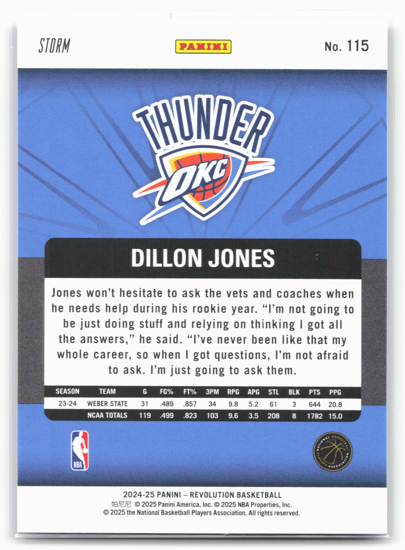 2024-25 Panini Revolution #115 Dillon Jones Blue Storm 19503