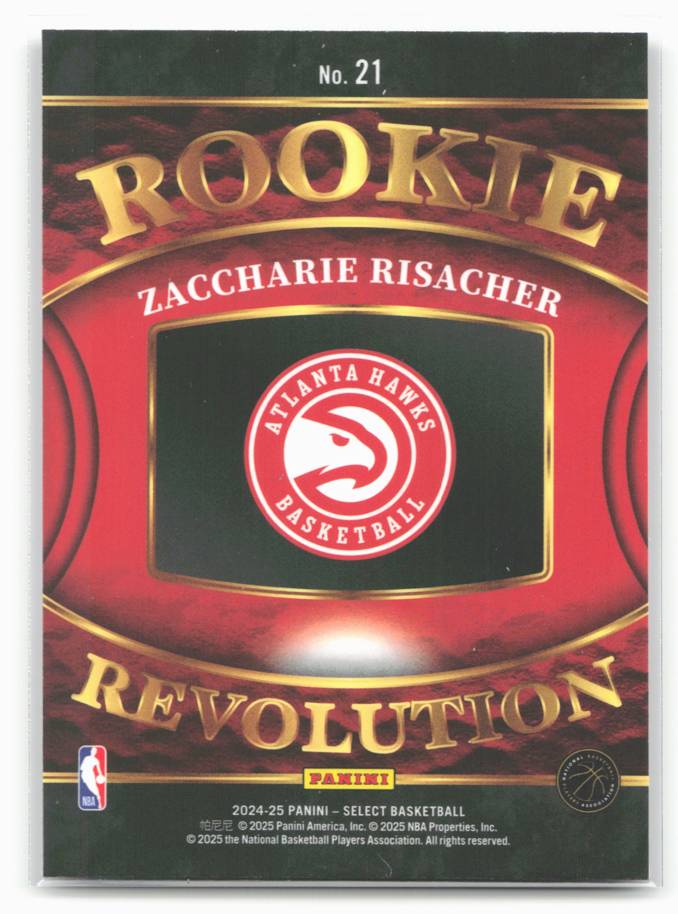 2024-25 Panini Select #21 Zaccharie Risacher Rookie Revolution 19627