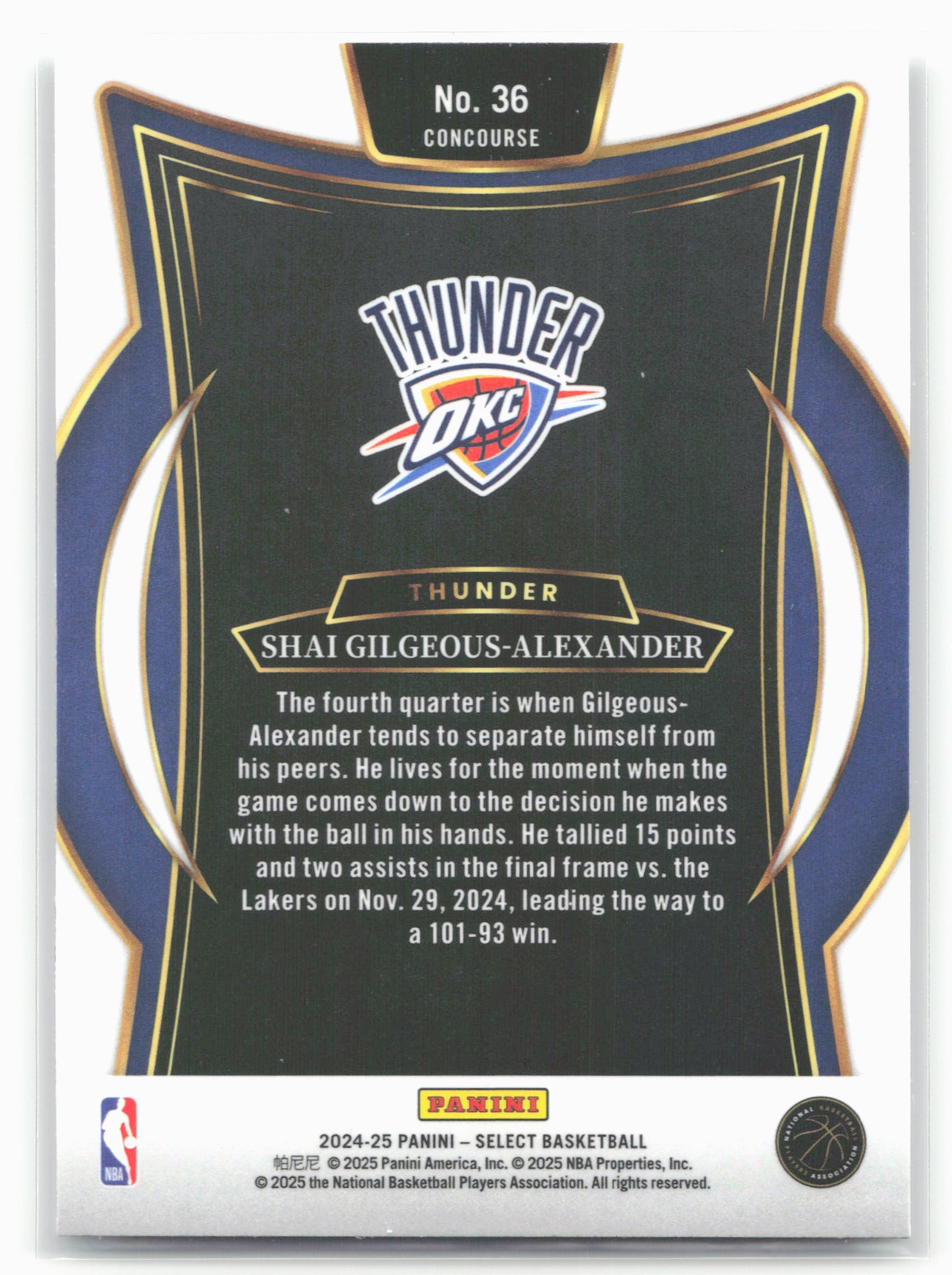 2024-25 Panini Select #36 Shai Gilgeous-Alexander 19666