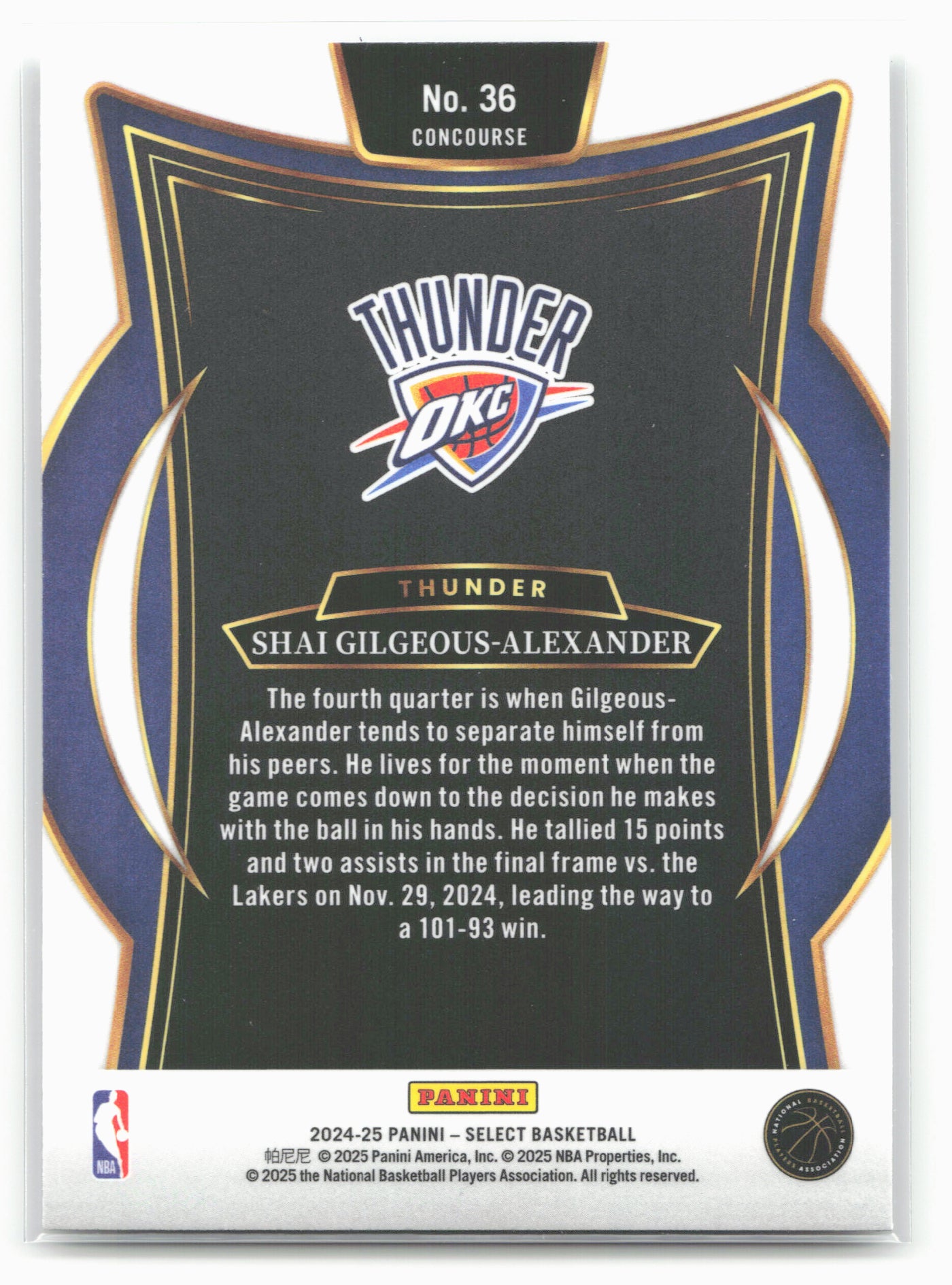 2024-25 Panini Select #36 Shai Gilgeous-Alexander 19680
