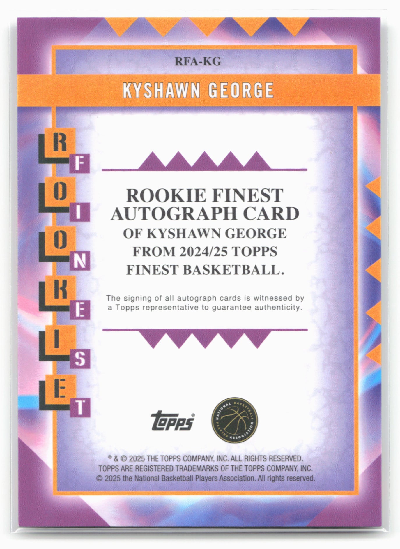 2024-25 Finest #RFA-KG Kyshawn George Rookie Finest Autographs 19878