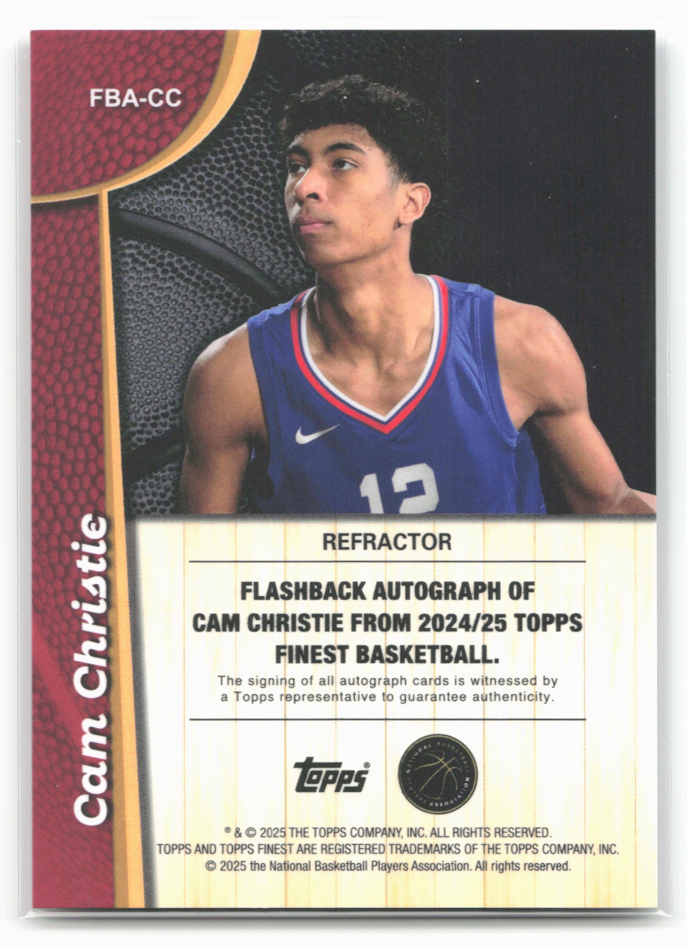 2024-25 Finest #FBA-CC Cam Christie Flashback Autographs Refractor