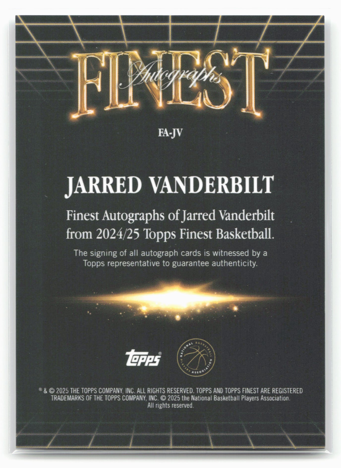 2024-25 Finest #FA-JV Jarred Vanderbilt Finest Autographs