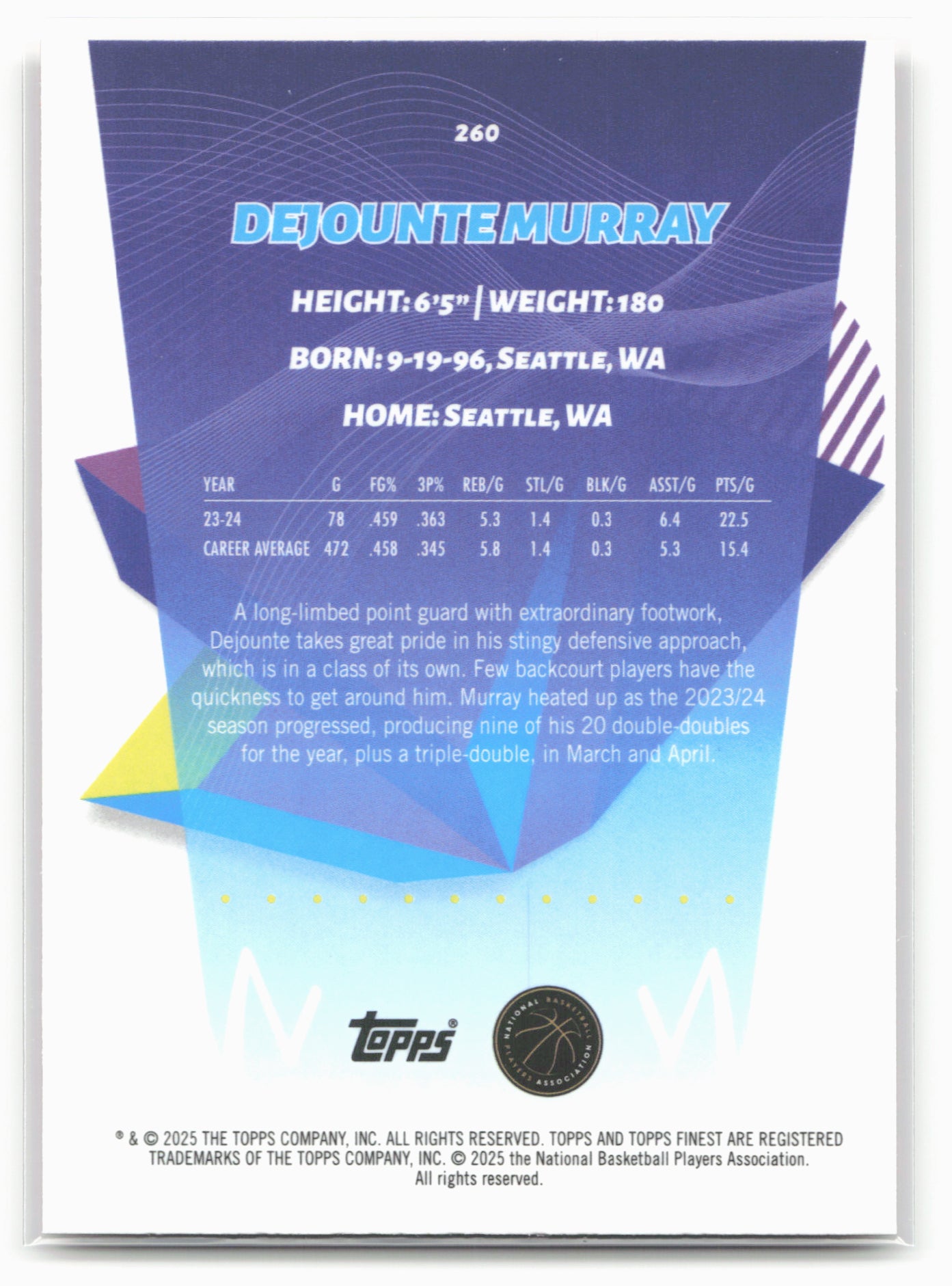 2024-25 Finest #260 Dejounte Murray Orange X-Fractor 19909