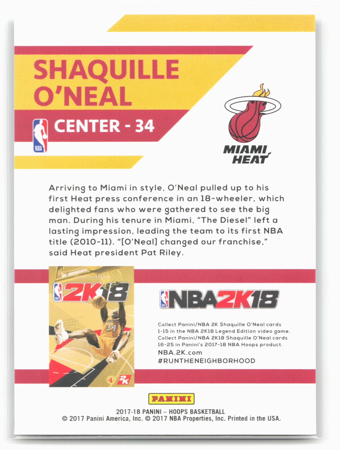 2017-18 Hoops #NNO Shaquille O'Neal Shaquille O'Neal NBA2K18 20054