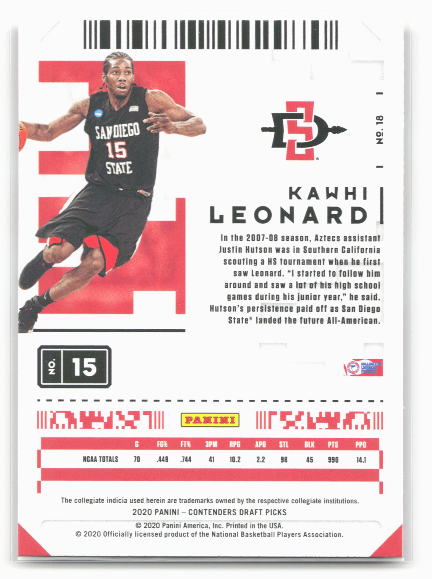 2020 Panini Contenders Draft Picks #18 Kawhi Leonard