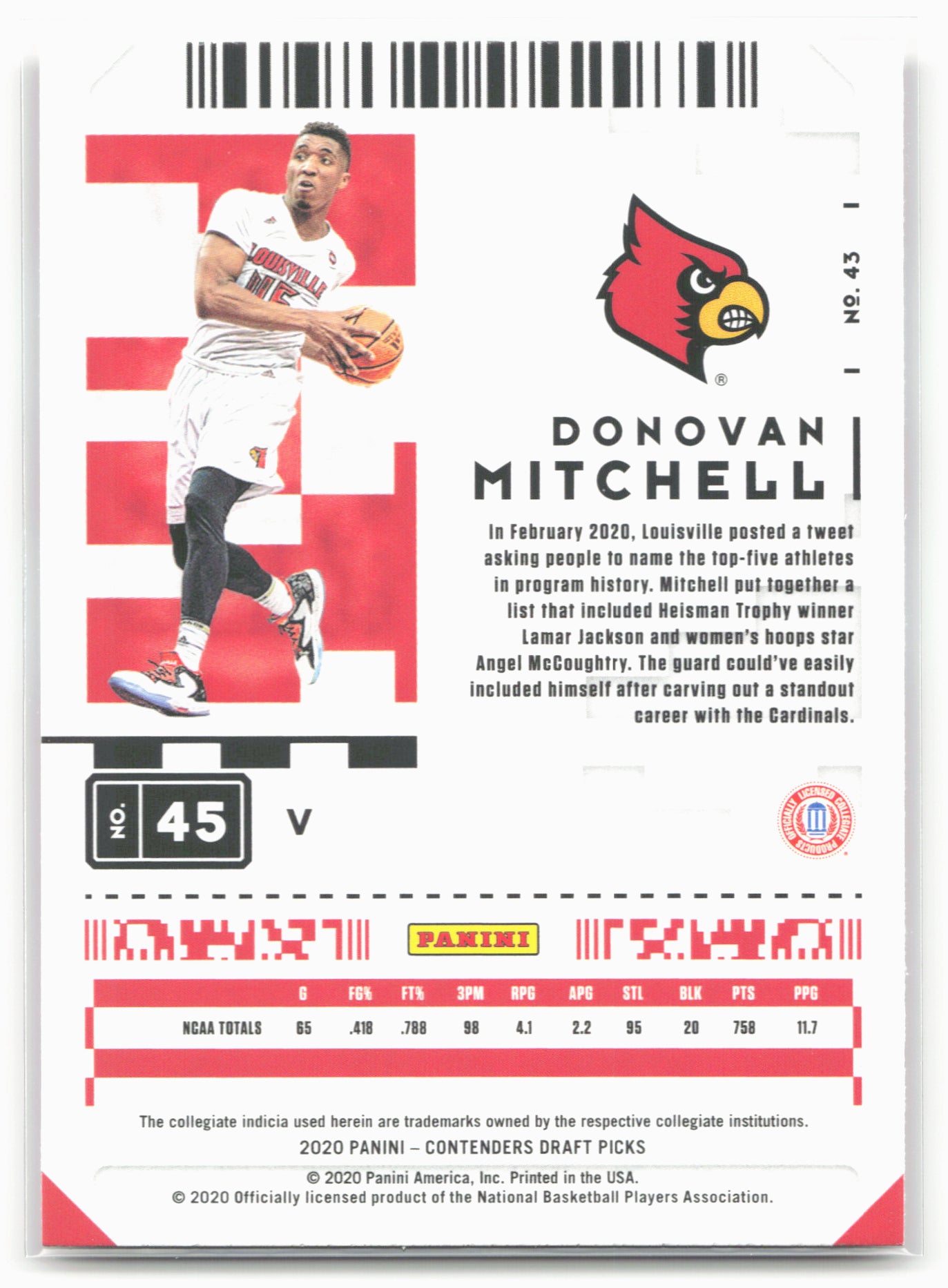 2020 Panini Contenders Draft Picks #43b Donovan Mitchell