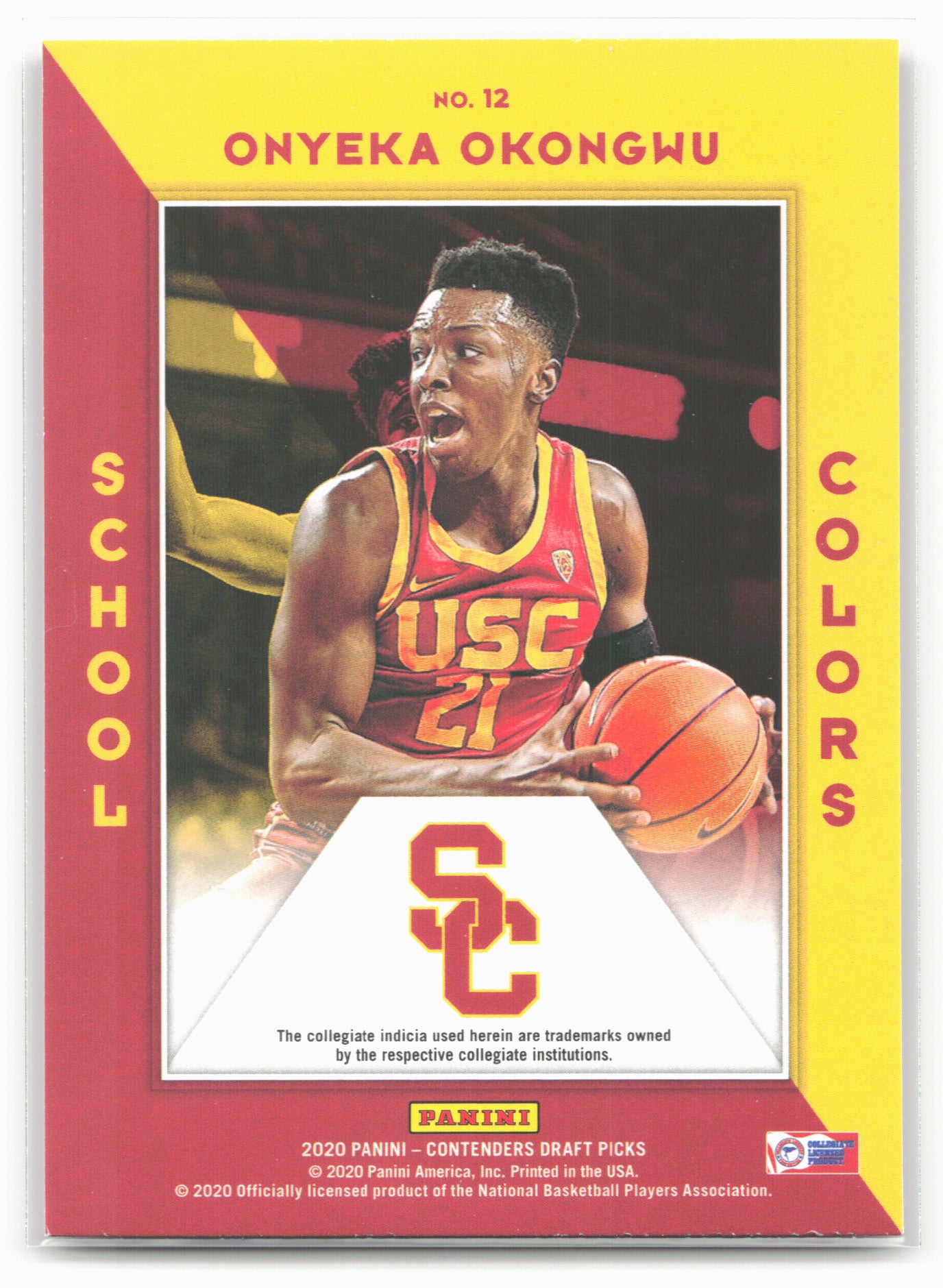 2020 Panini Contenders Draft Picks #12 Onyeka Okongwu School Colors