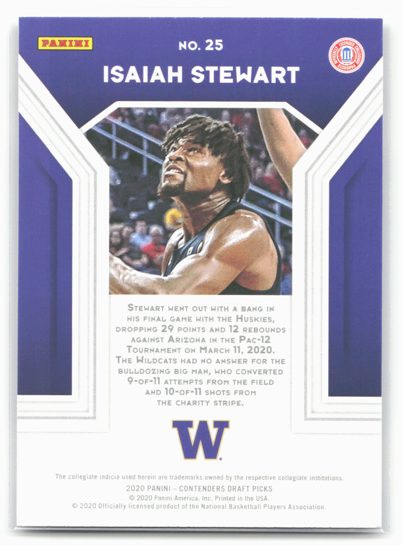 2020 Panini Contenders Draft Picks #25 Isaiah Stewart Playing the Numbers Game