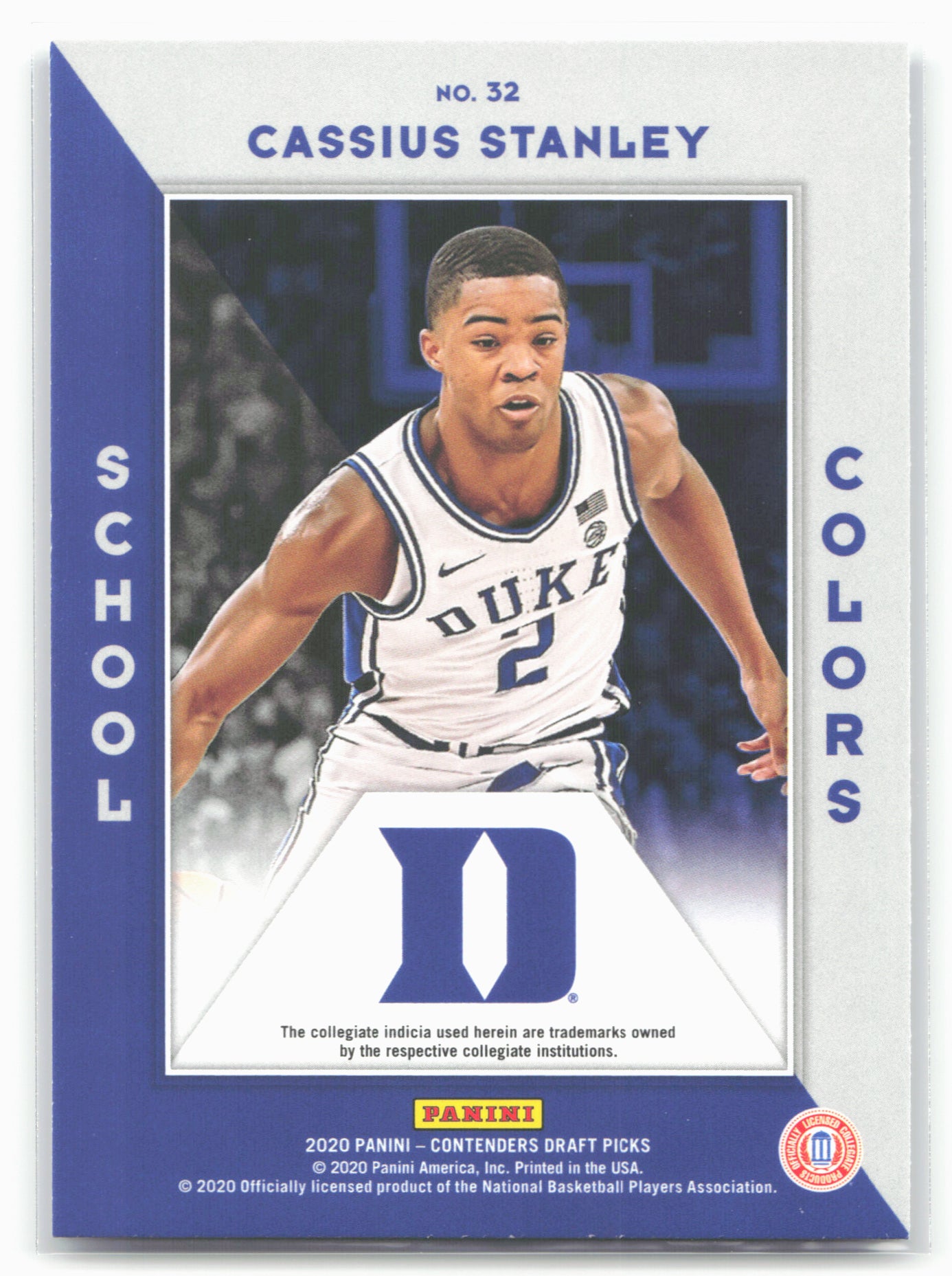 2020 Panini Contenders Draft Picks #32 Cassius Stanley School Colors
