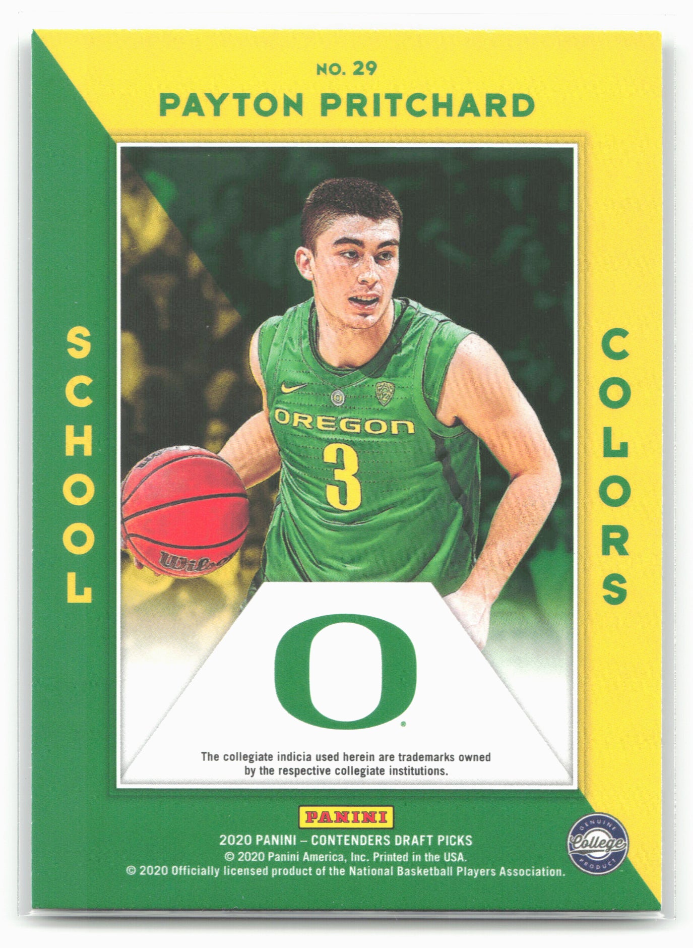 2020 Panini Contenders Draft Picks #29 Payton Pritchard School Colors