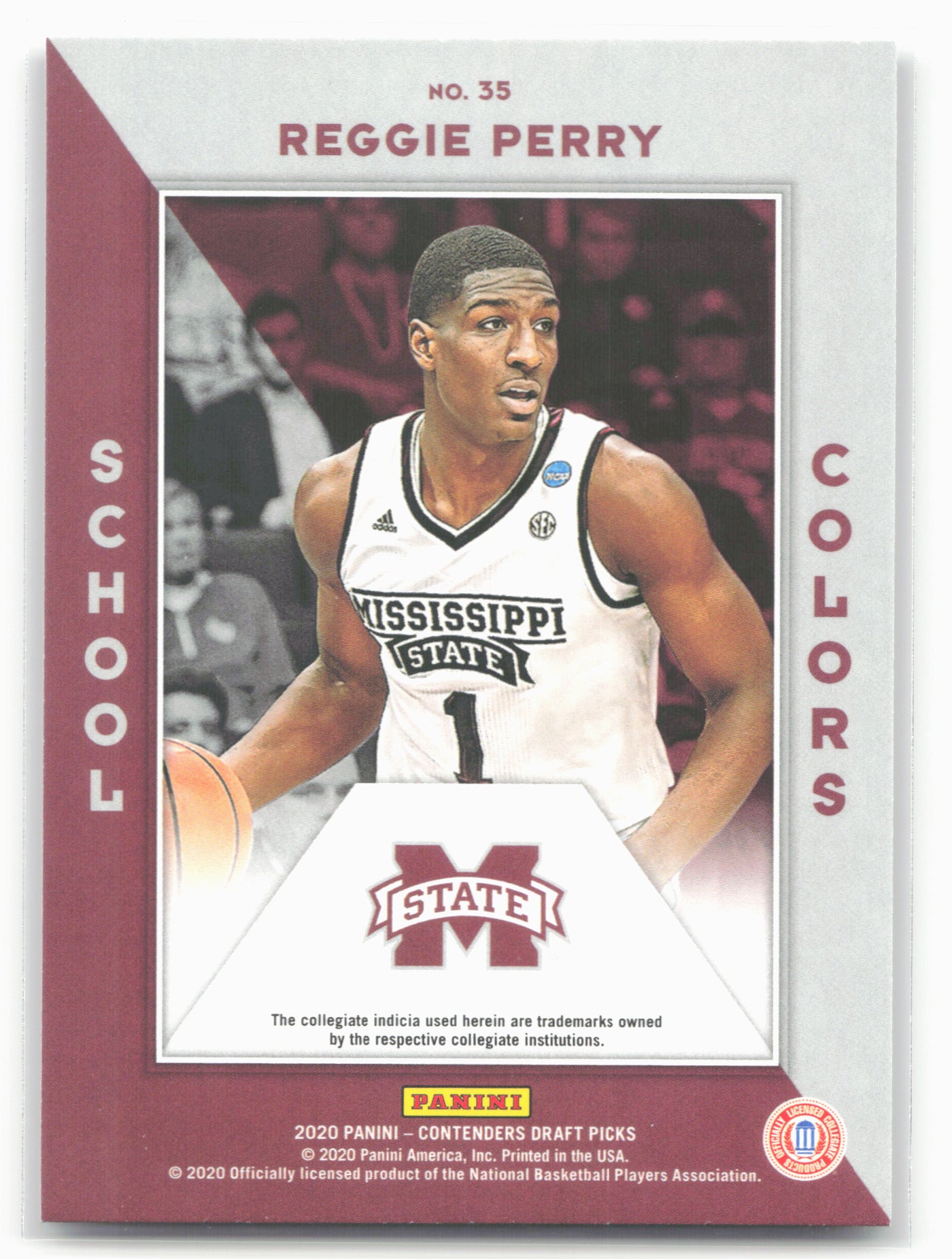 2020 Panini Contenders Draft Picks #35 Reggie Perry School Colors