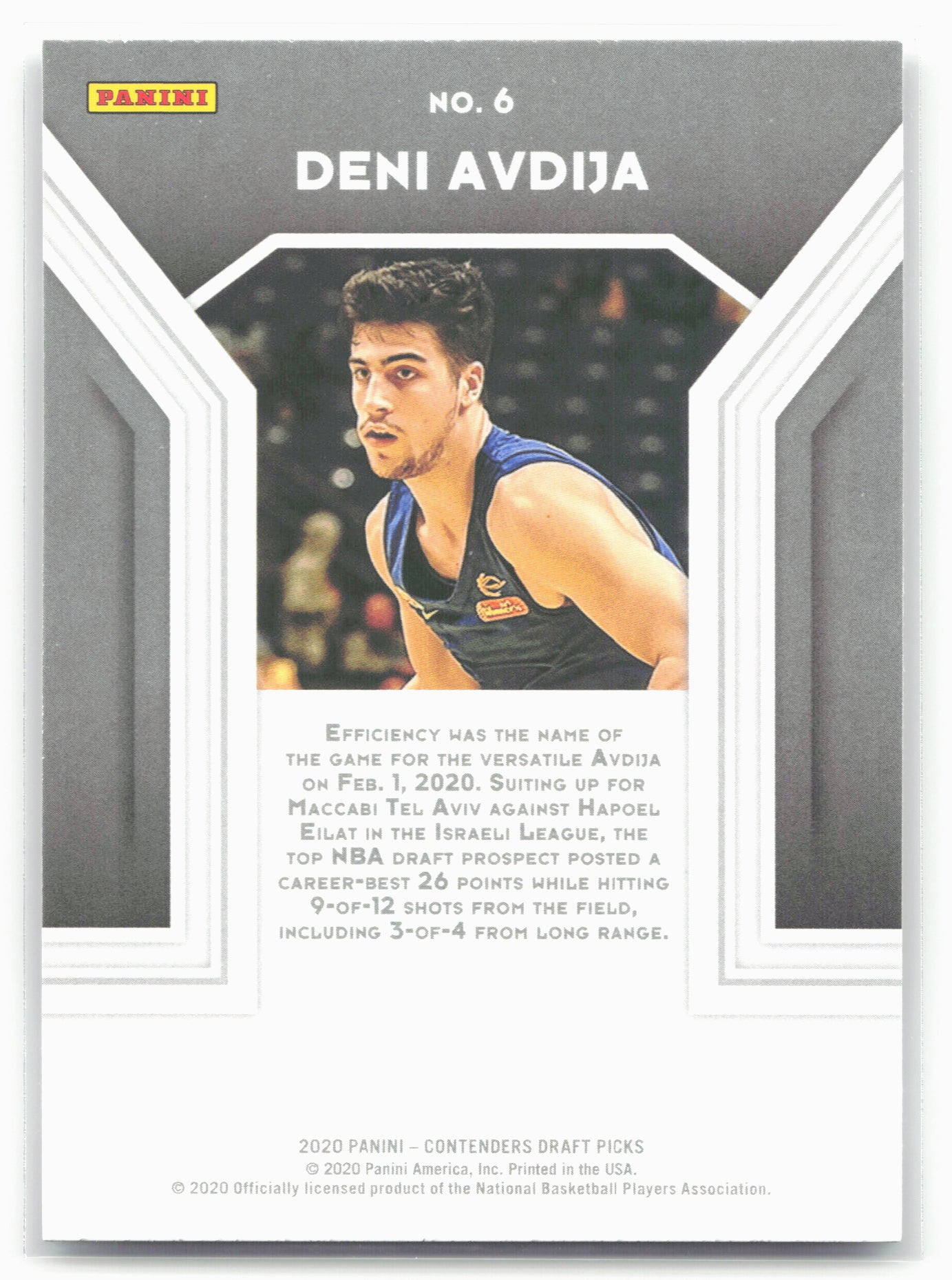 2020 Panini Contenders Draft Picks #6 Deni Avdija Playing the Numbers Game