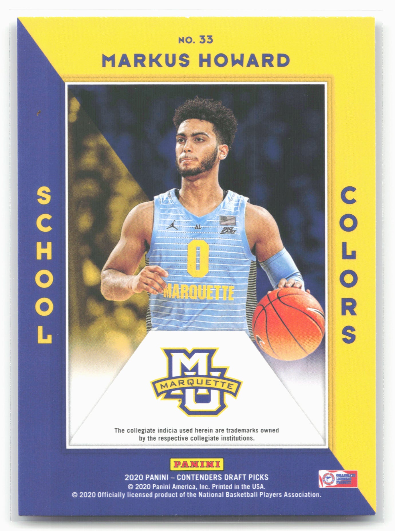 2020 Panini Contenders Draft Picks #33 Markus Howard School Colors