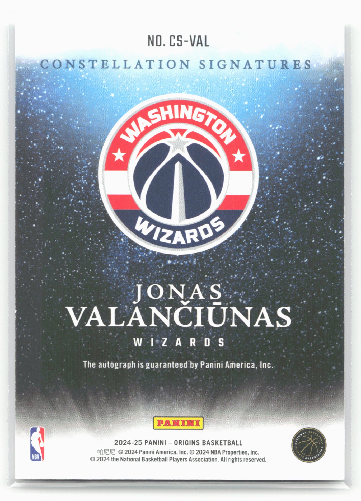 2024-25 Panini Select #CS-VAL Valanciunas 2024 Panini Origins Signatures #/25