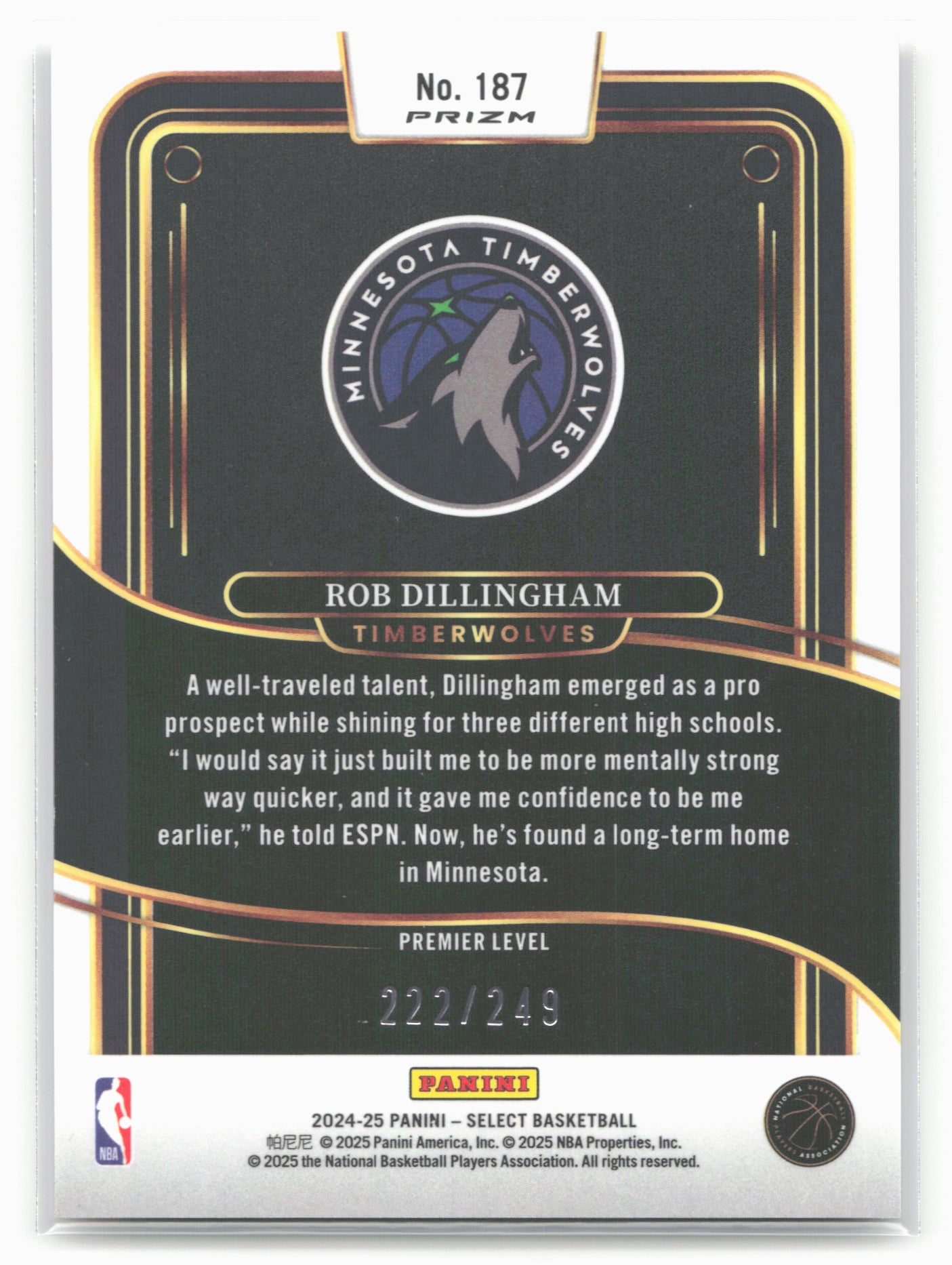 2024-25 Panini Select #187 Rob Dillingham Red Scope Prizm #/249