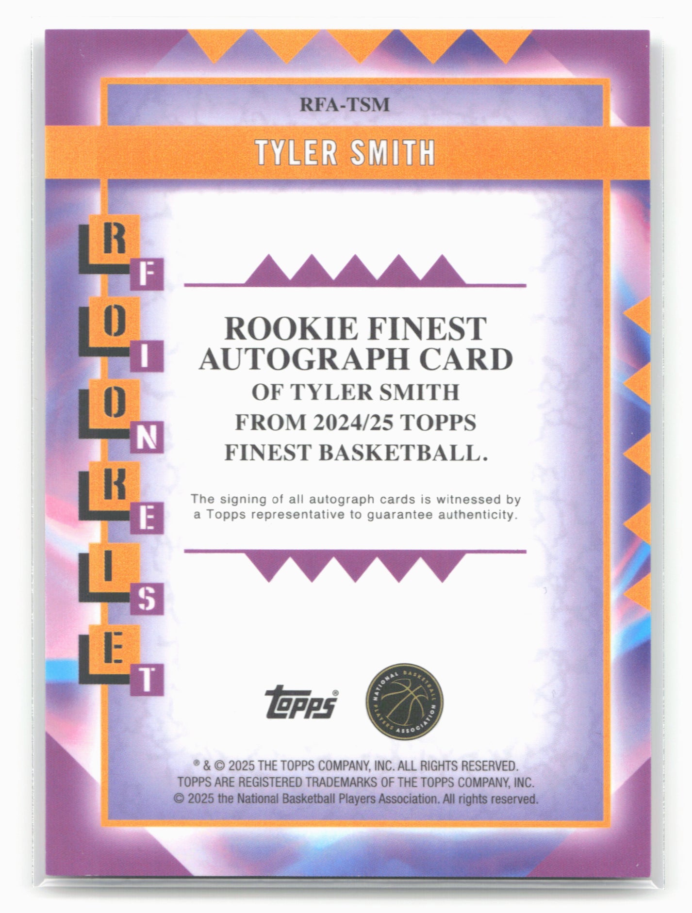 2024-25 Finest #RFA-TSM Tyler Smith Finest Autographs Green Geometric #/75