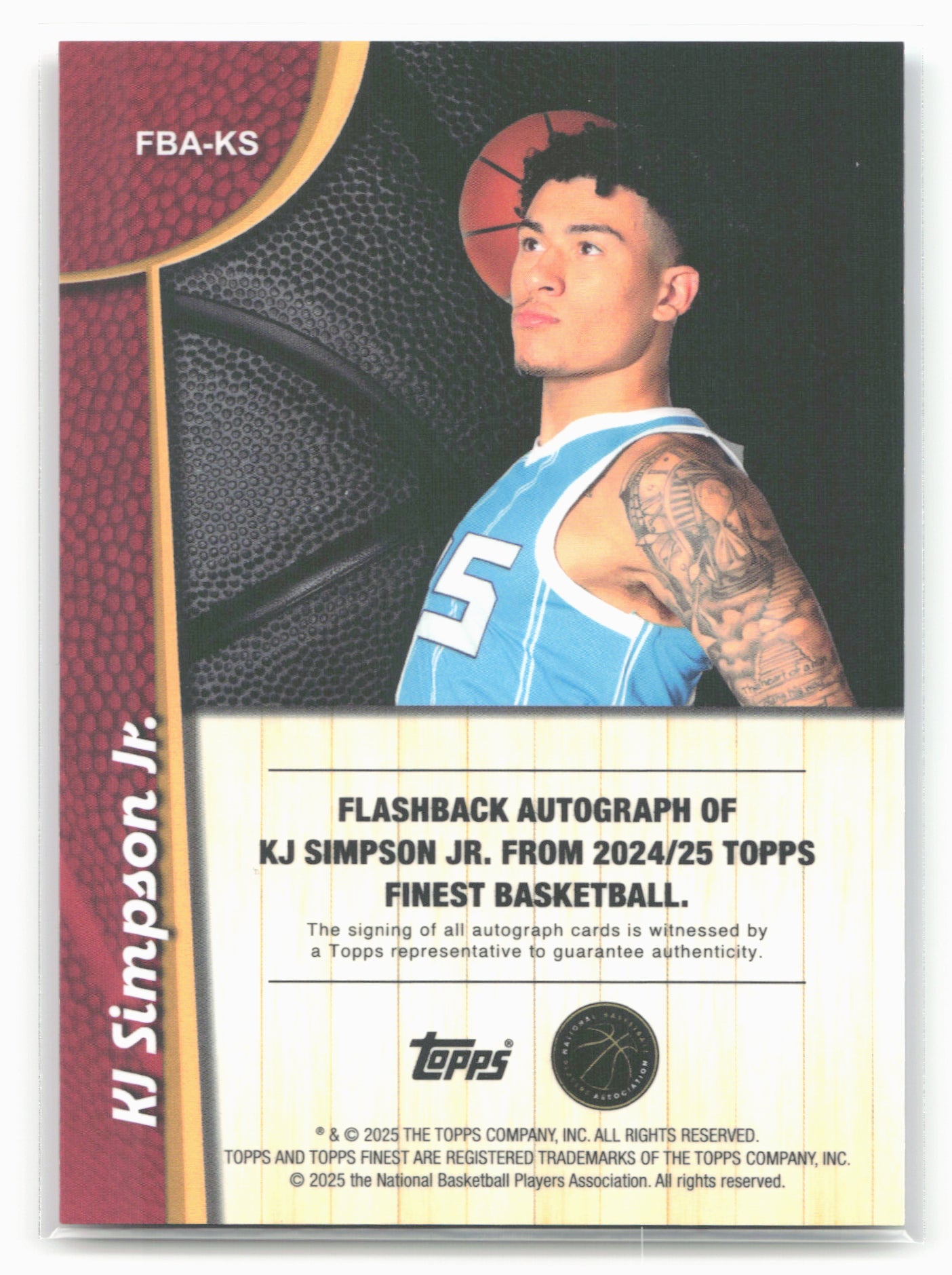 2024-25 Finest #FBA-KS KJ Simpson Jr. Flashback Autographs Bue /99
