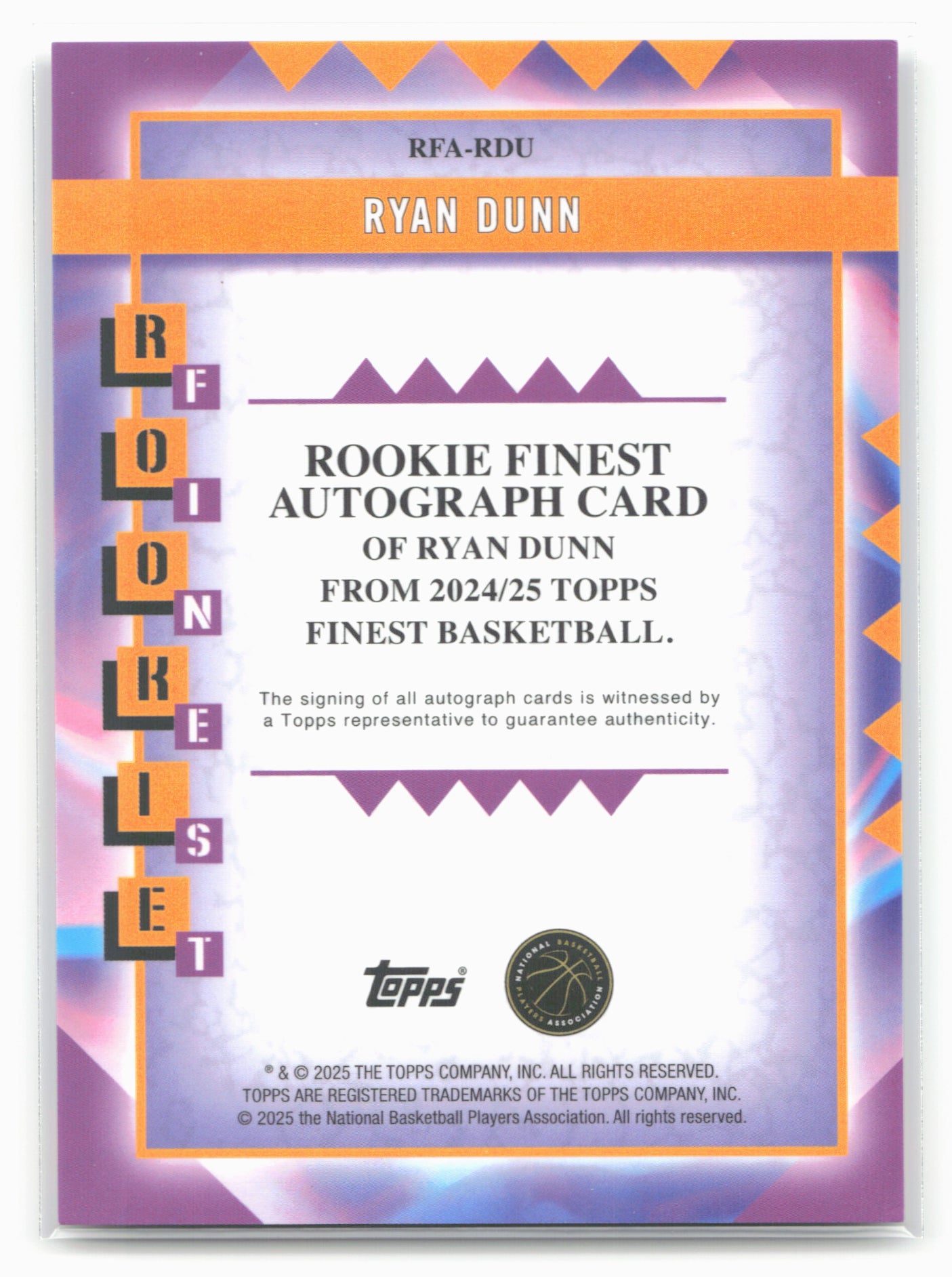 2024-25 Finest #RFA-RDU Ryan Dunn Finest Autographs Blue Geometric #/99